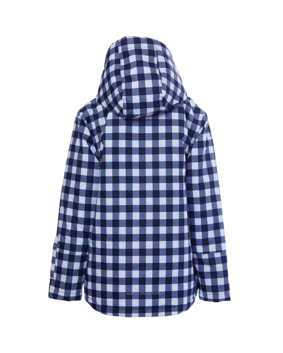 Women's Navy Gingham Winter Coat image number 1