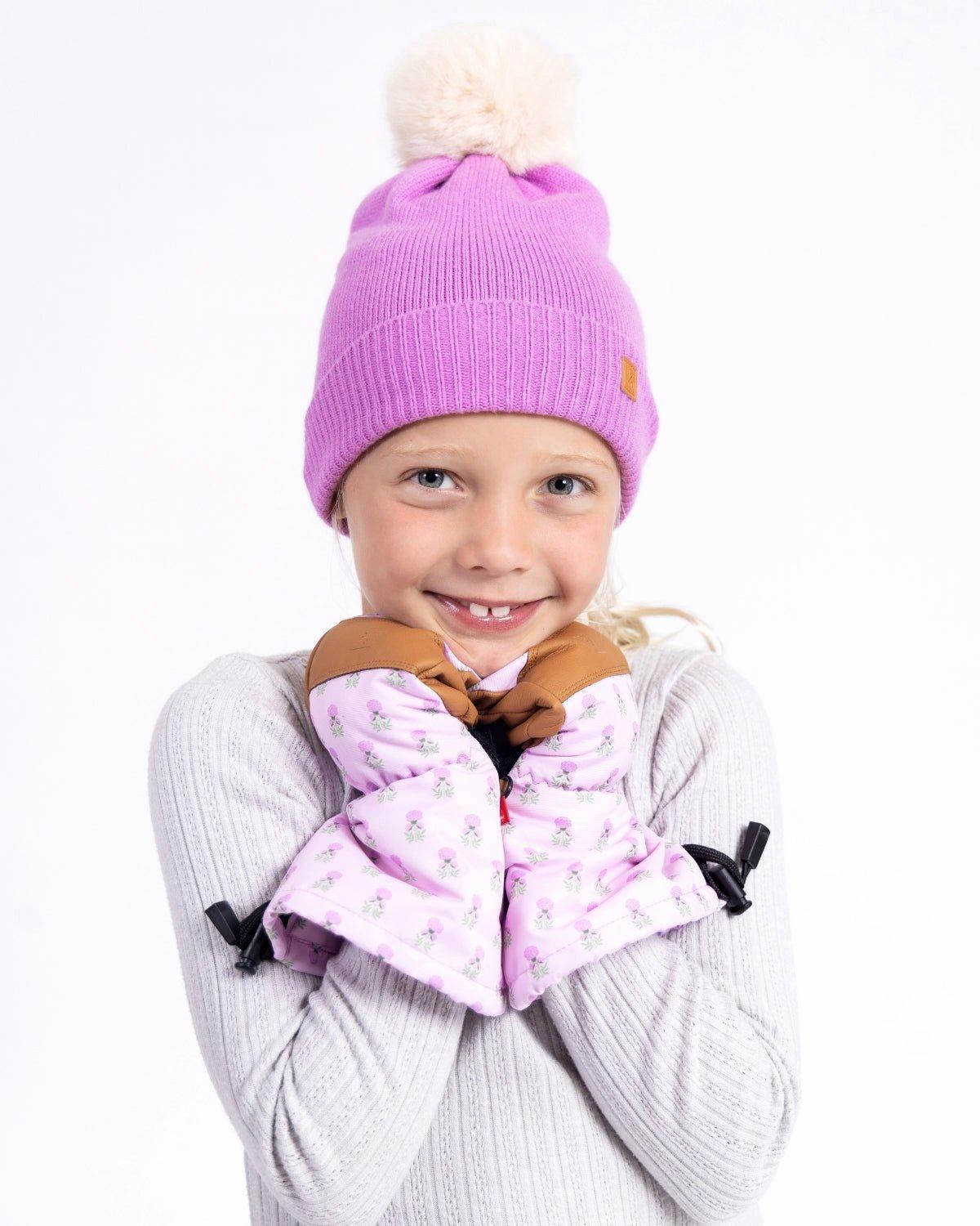 Kids Pink Marigold Waterproof Ski Mitten image number 2