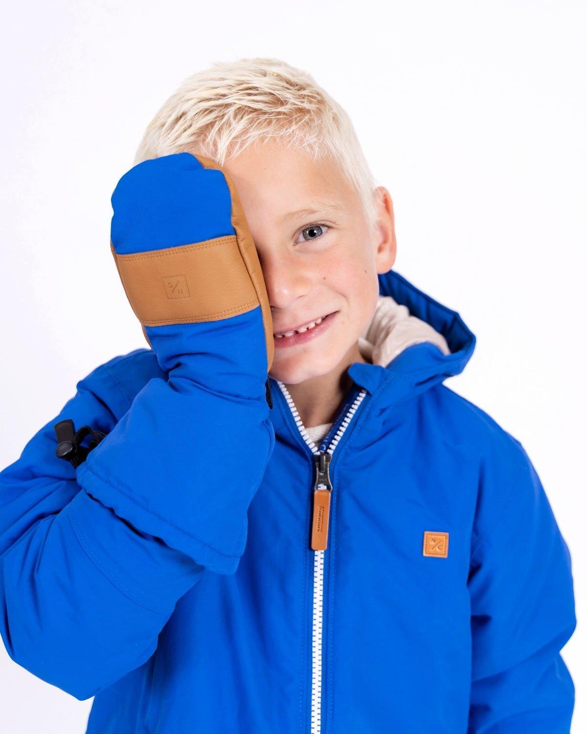 Kids Varsity Blue Waterproof Ski Mitten image number 2
