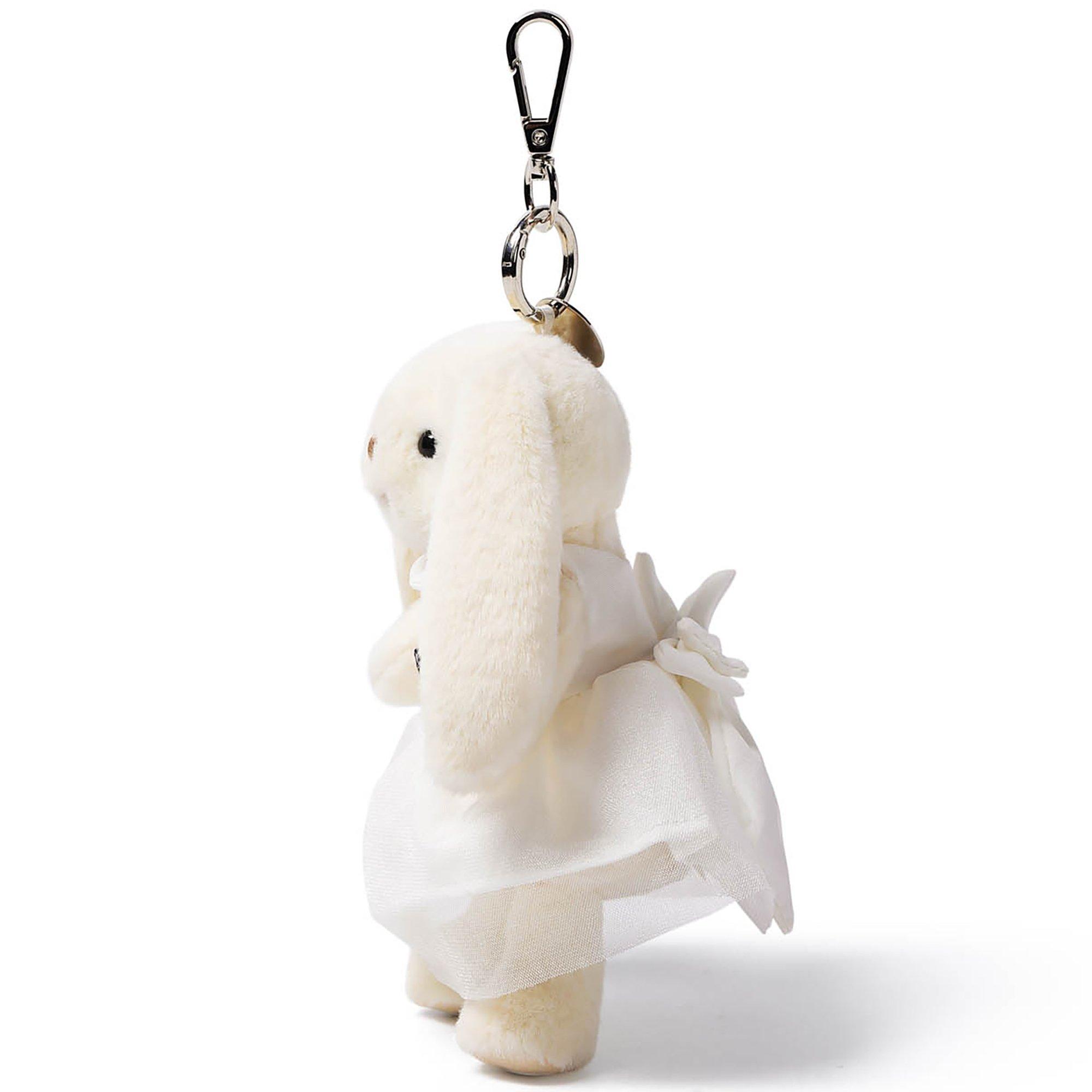 Bag Charm: White Dress Smiling Leveret Bunny image number 2