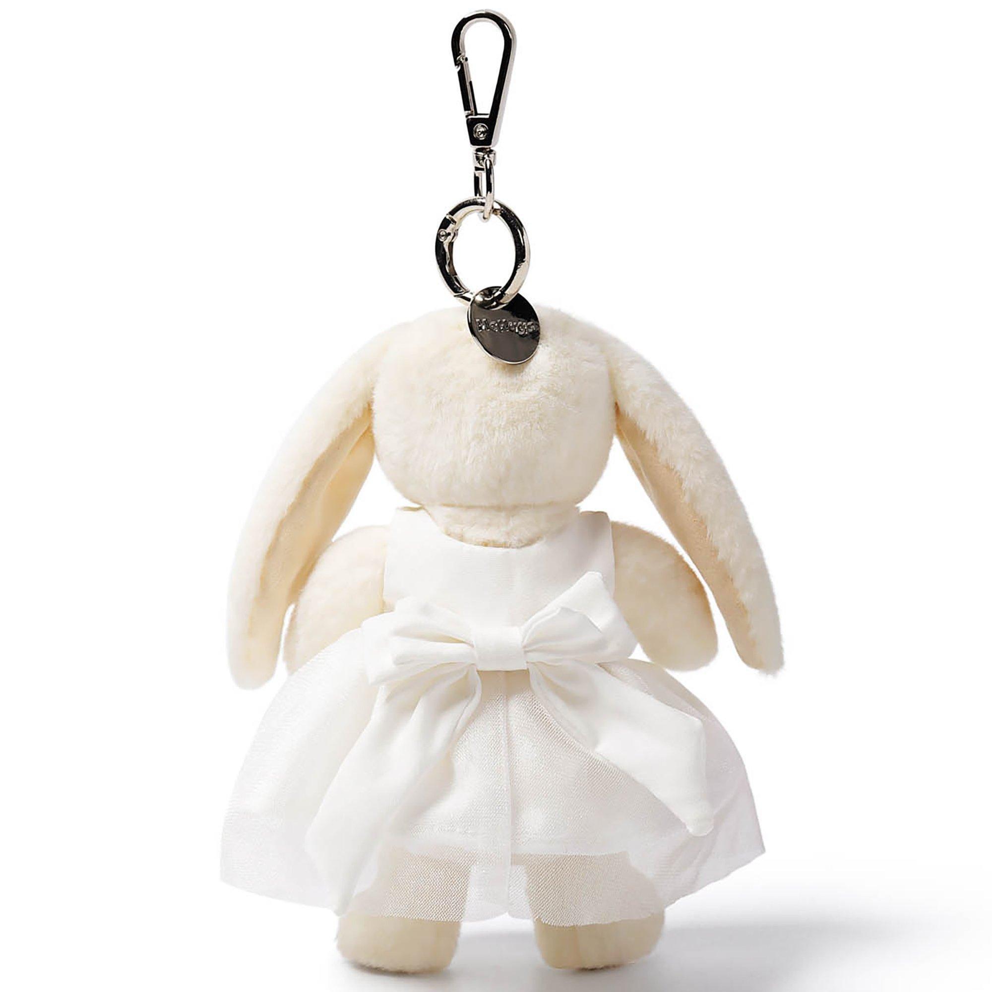 Bag Charm: White Dress Smiling Leveret Bunny image number 3