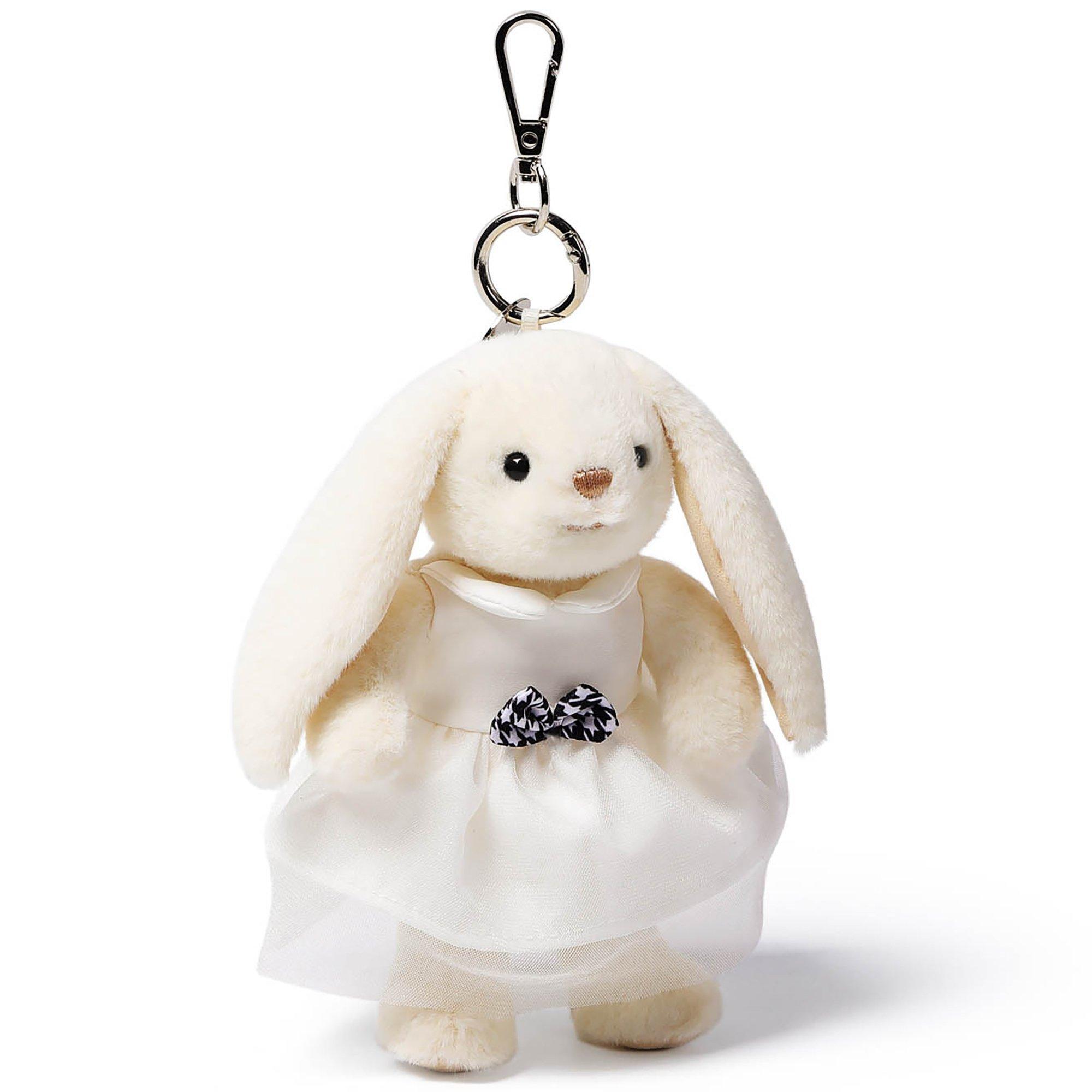 Bag Charm: White Dress Smiling Leveret Bunny image number 1