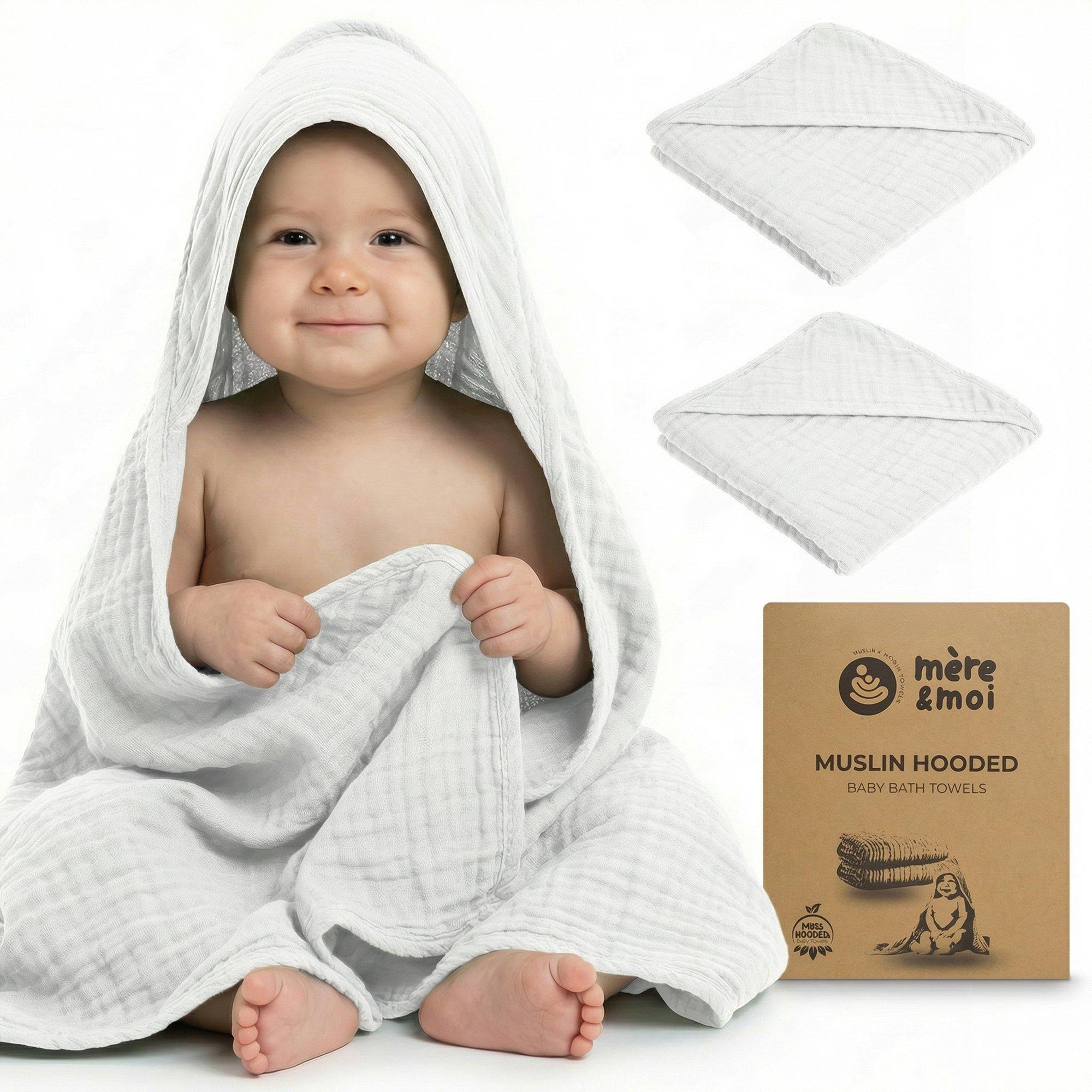 Hooded Baby Bath Towel: 2pk - White image number 1