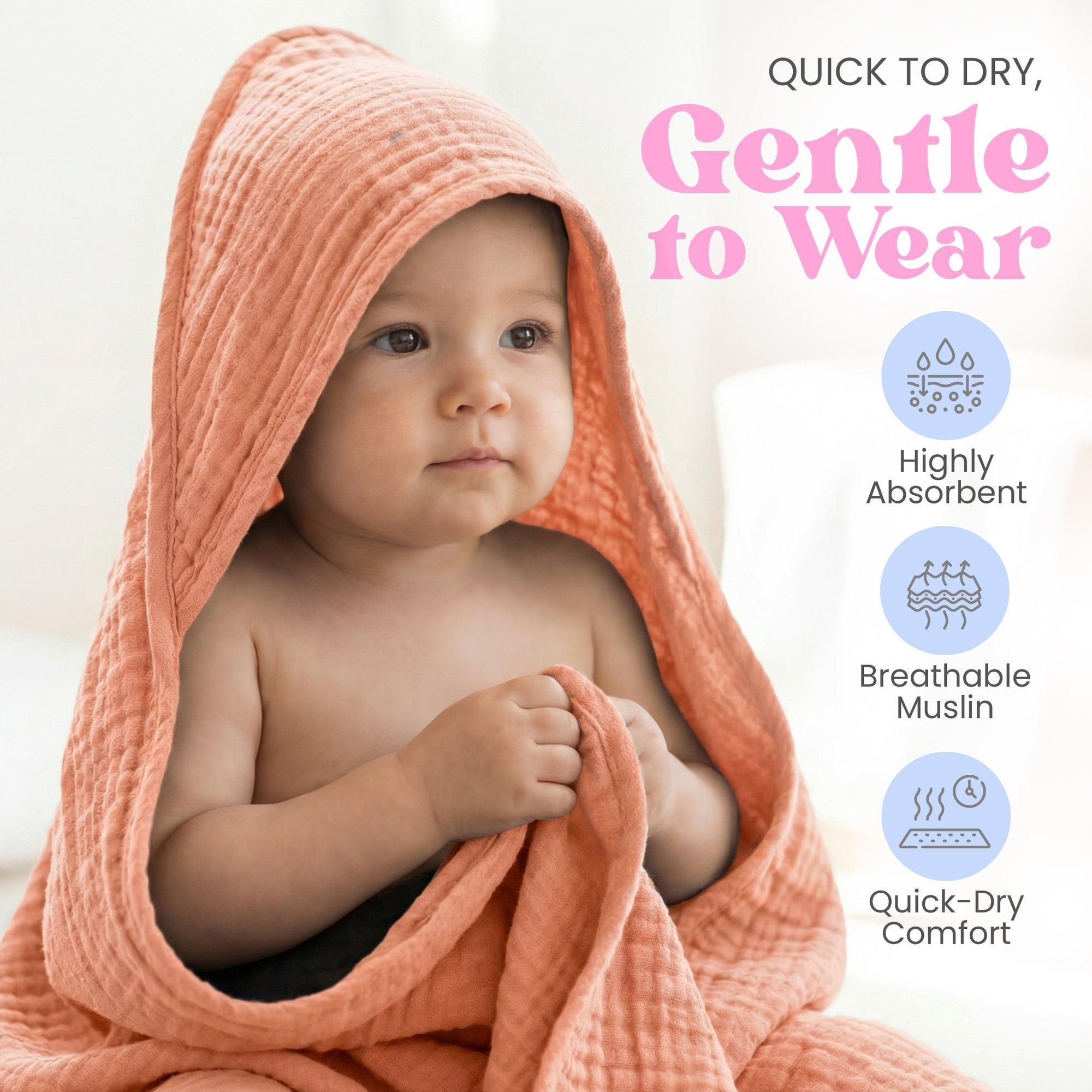 Hooded Baby Bath Towel: 2pk - Pink & Peach image number 3
