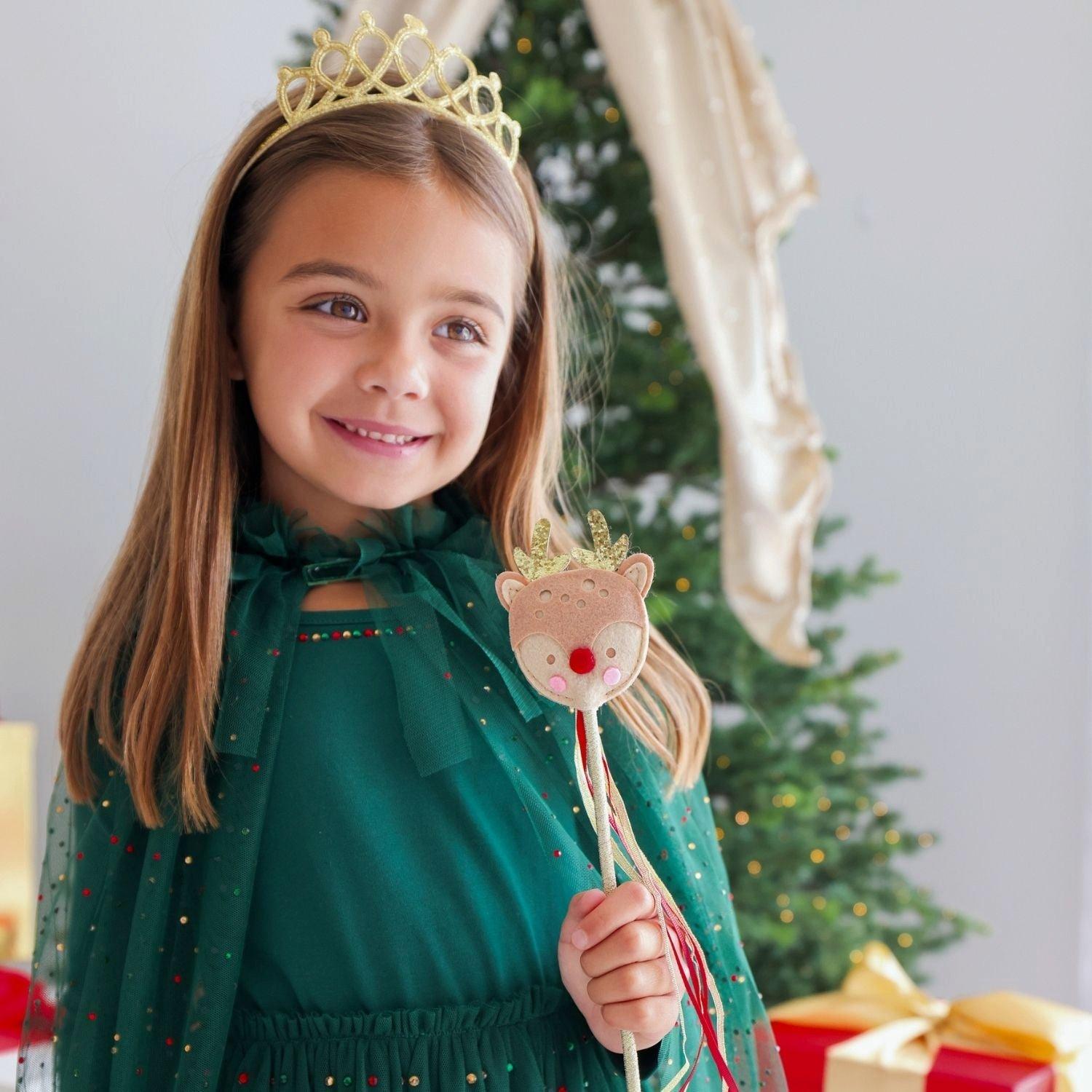 Emerald Rhinestone Christmas Cape image number 3