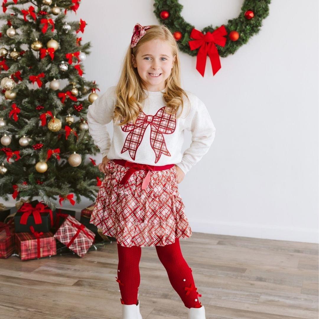 Christmas Plaid Bow Patch Sweatshirt image number 3