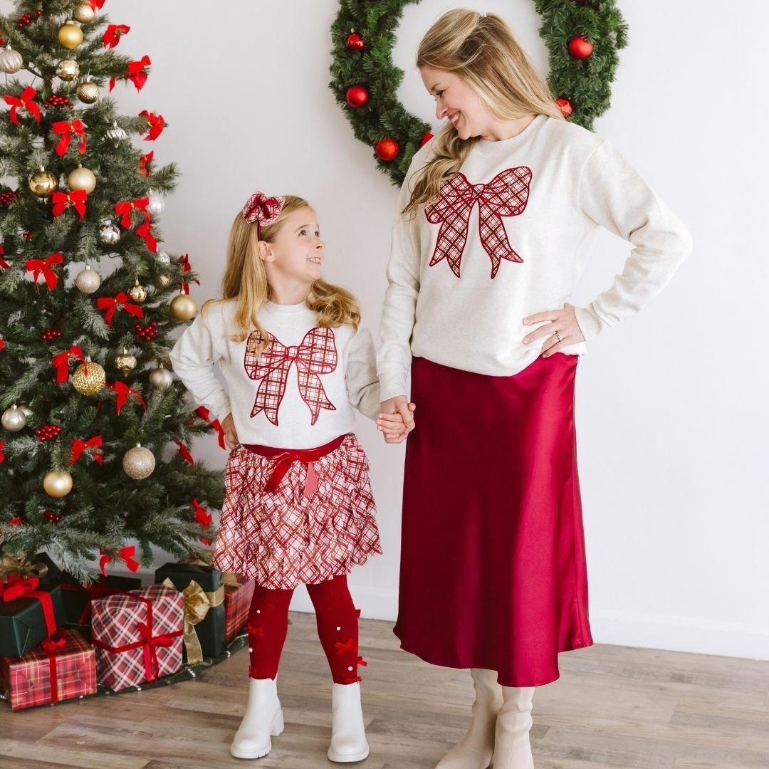 Christmas Plaid Bow Patch Sweatshirt image number 4