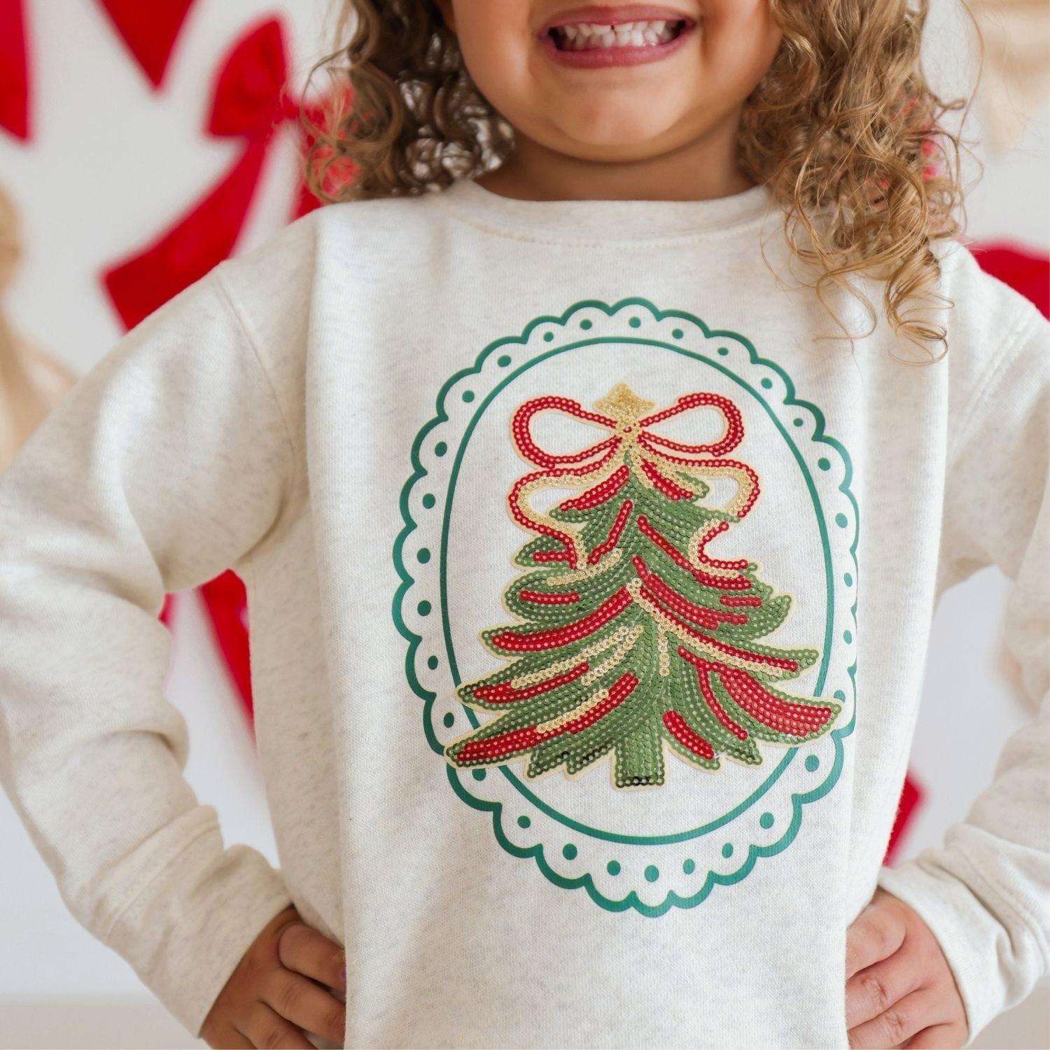 Sequin Christmas Tree Patch Sweatshirt image number 2