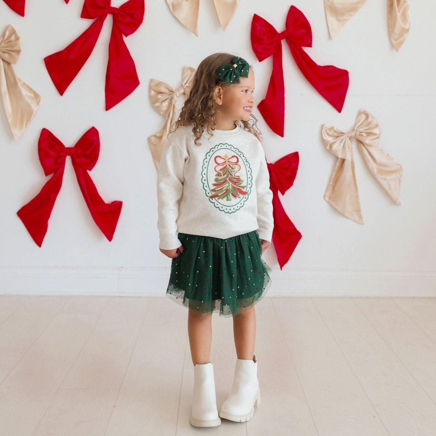 Sequin Christmas Tree Patch Sweatshirt image number 3