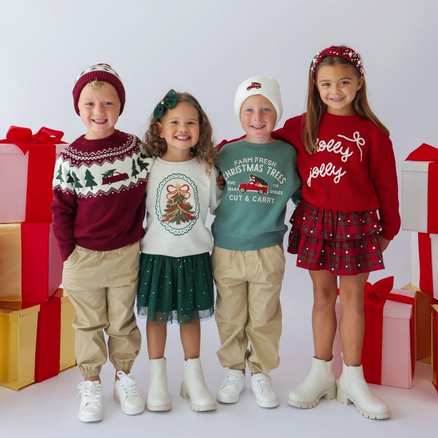 Sequin Christmas Tree Patch Sweatshirt image number 4
