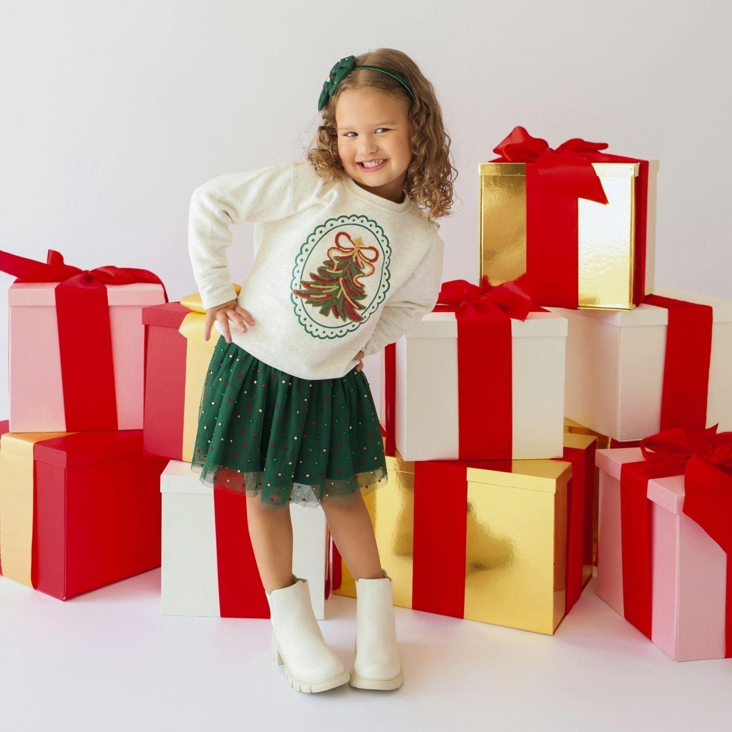 Sequin Christmas Tree Patch Sweatshirt image number 1