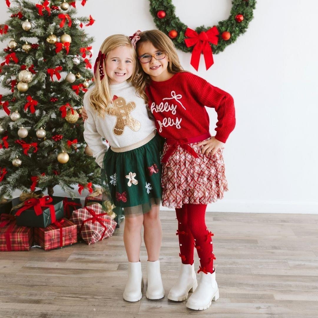 Gingerbread Joy Sequin Christmas Tutu Skirt image number 3