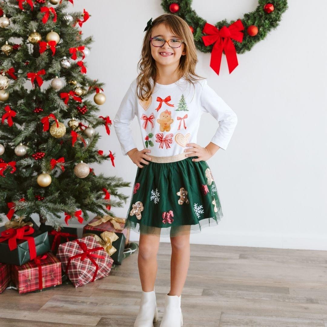 Gingerbread Joy Sequin Christmas Tutu Skirt image number 4