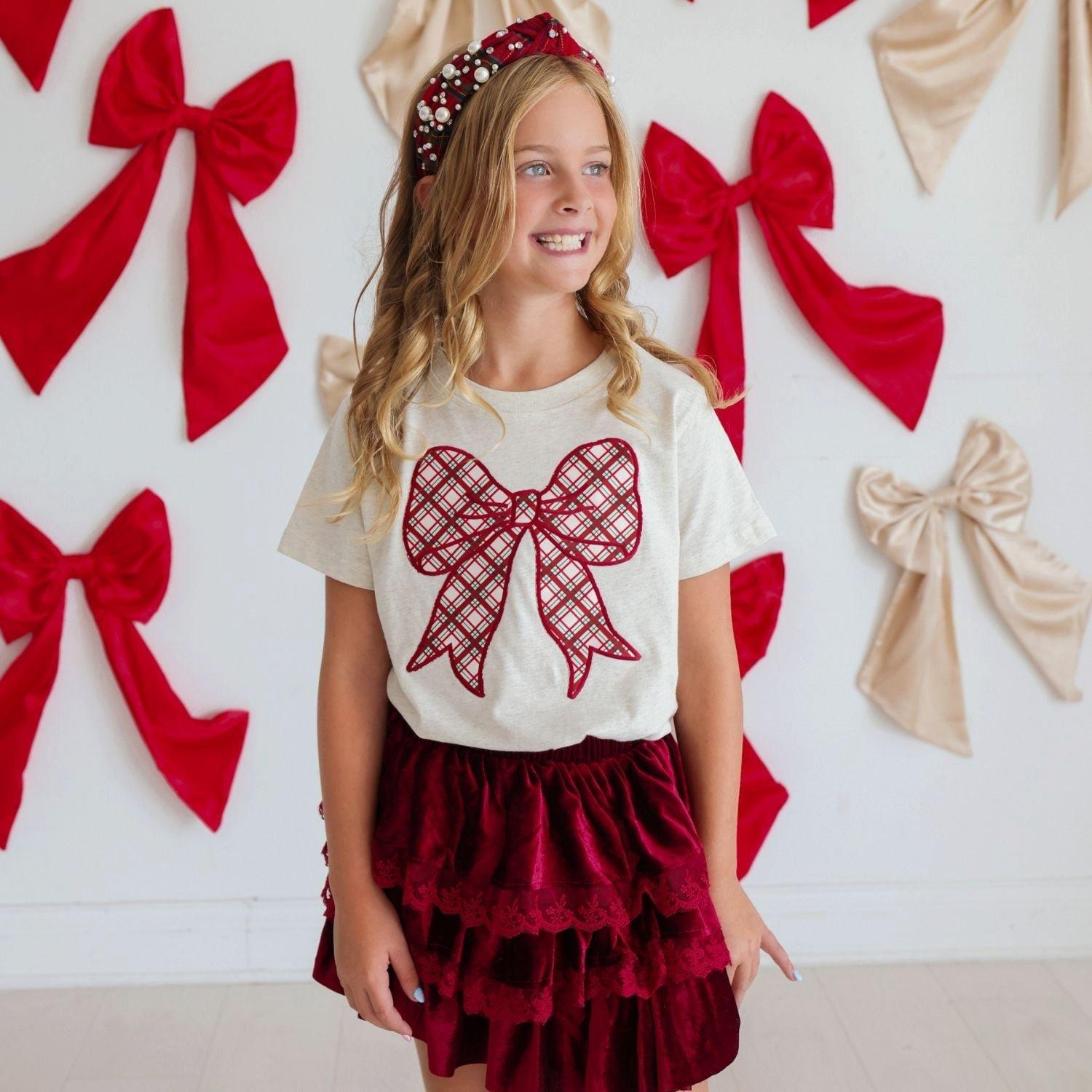 Ruby Red Velvet Tiered Christmas Skirt image number 2