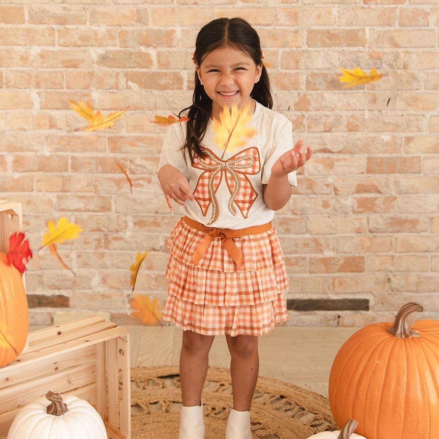 Cinnamon Plaid Tiered Tutu Skirt image number 3