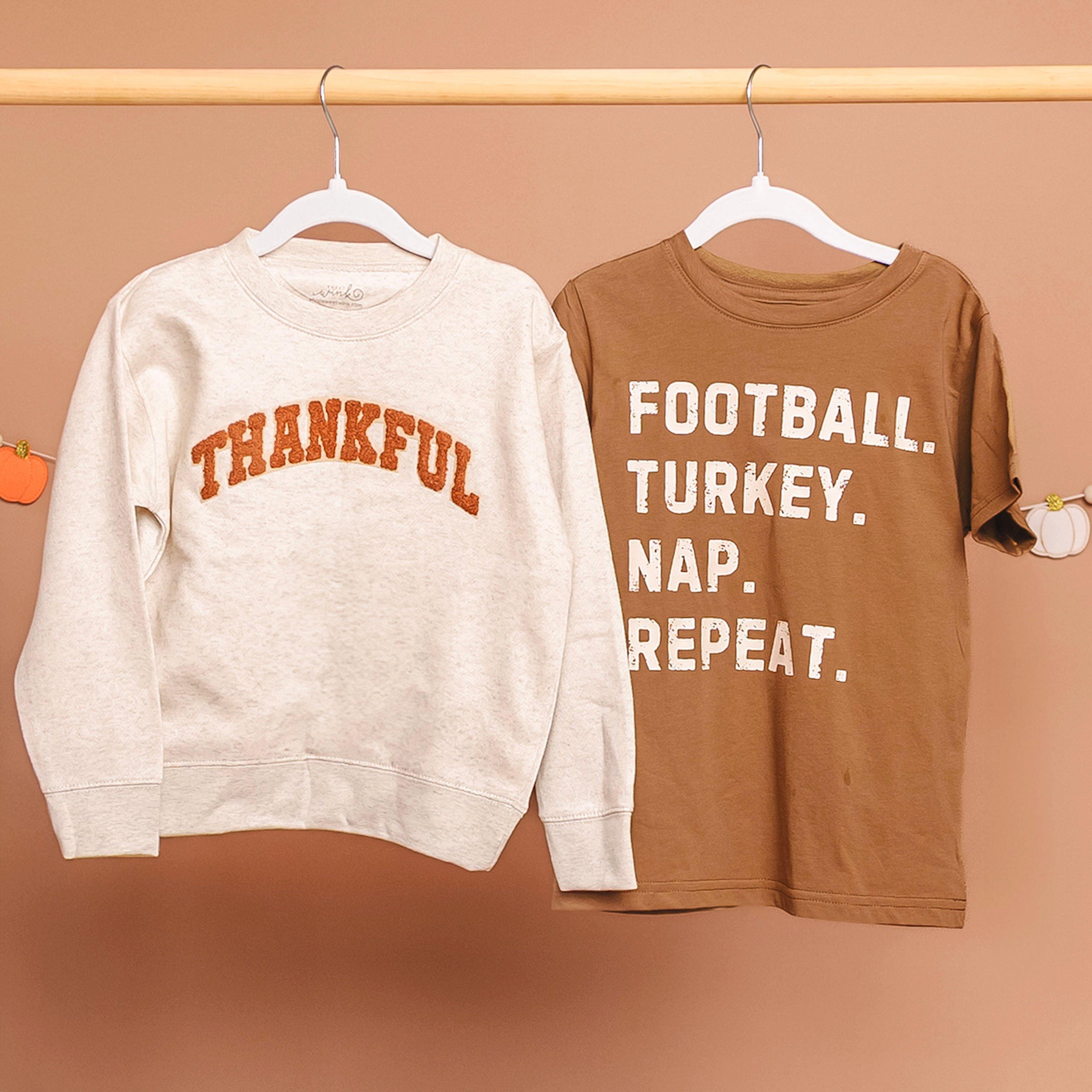 Thankful Varsity Patch Thanksgiving Sweatshirt image number 4