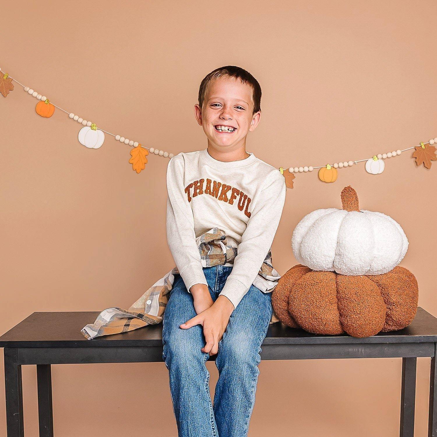 Thankful Varsity Patch Thanksgiving Sweatshirt image number 1