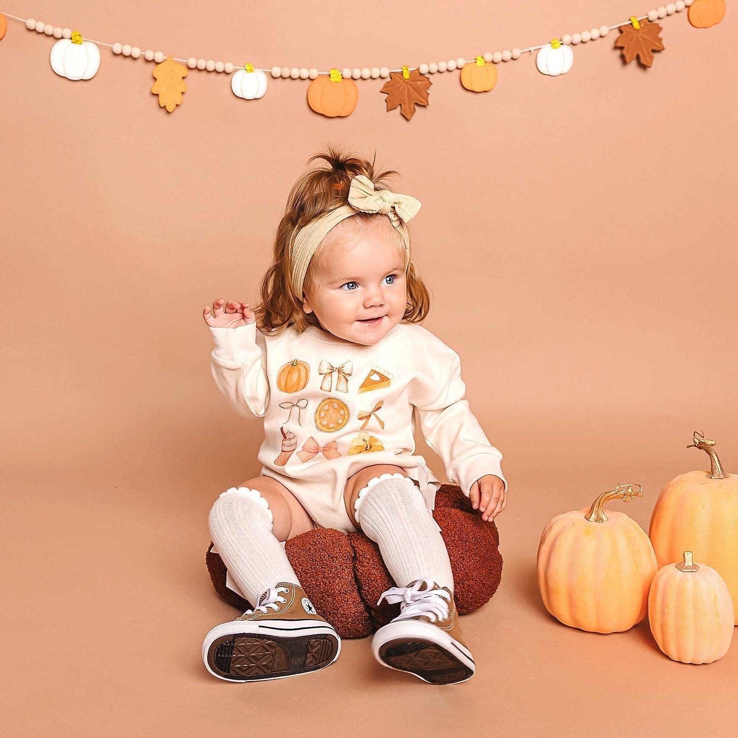 Thankful Cutie Thanksgiving Long Sleeve Romper image number 1