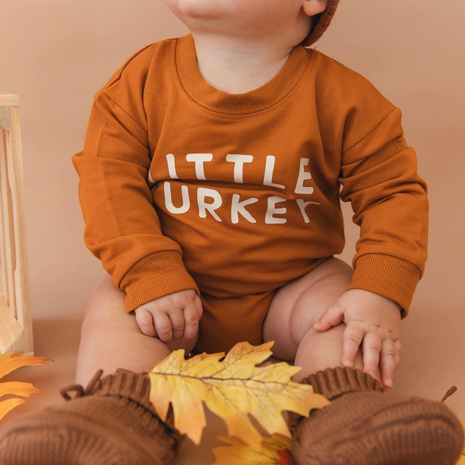 Little Turkey Thanksgiving Long Sleeve Romper image number 2