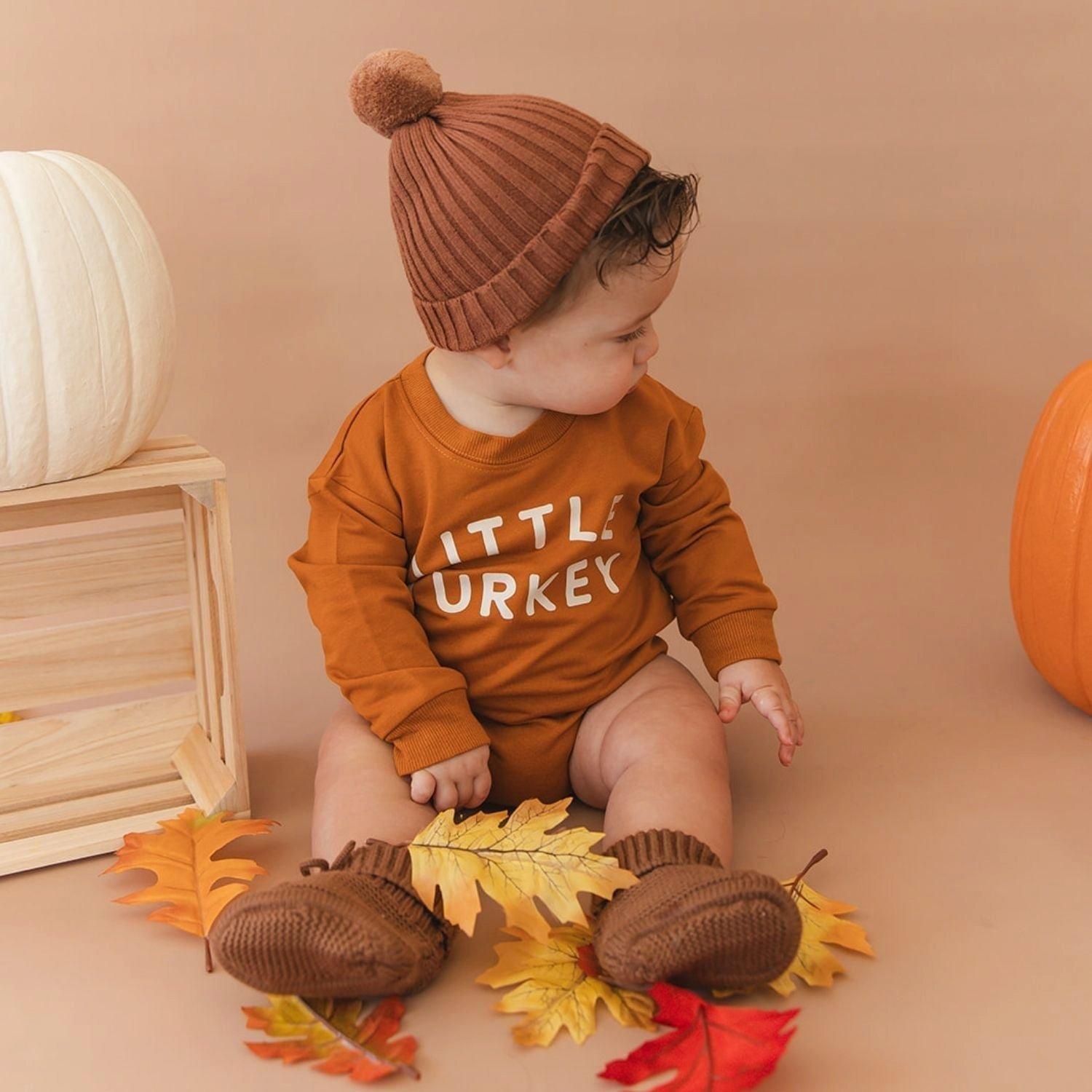 Little Turkey Thanksgiving Long Sleeve Romper image number 3