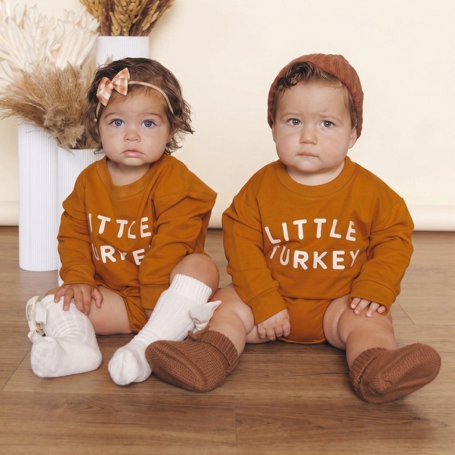 Little Turkey Thanksgiving Long Sleeve Romper image number 4