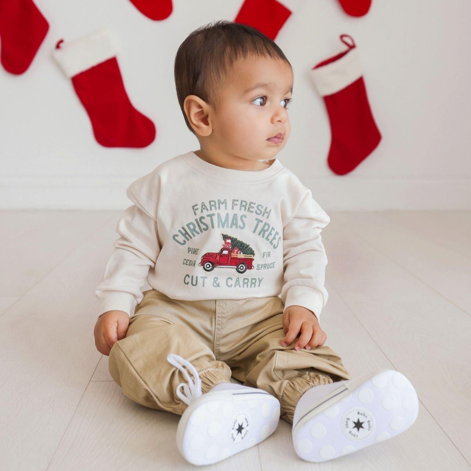 Farm Fresh Christmas Tree Patch Long Sleeve Romper image number 2