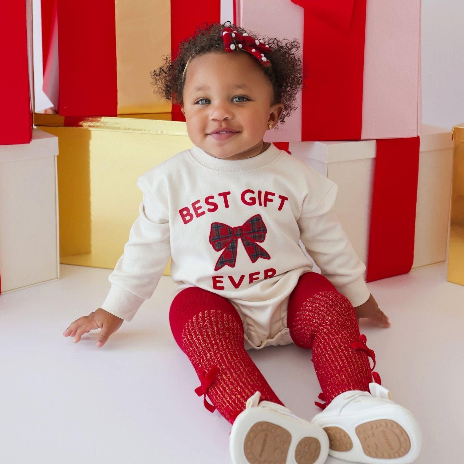 Best Gift Ever Patch Christmas Long Sleeve Romper image number 3