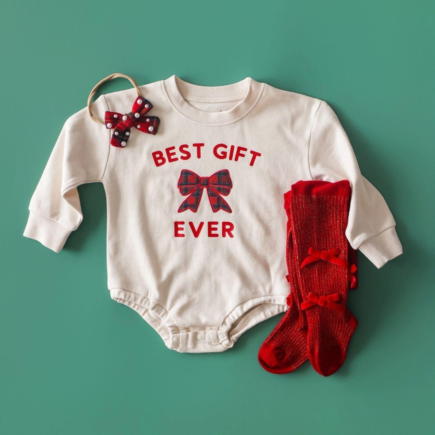 Best Gift Ever Patch Christmas Long Sleeve Romper image number 4