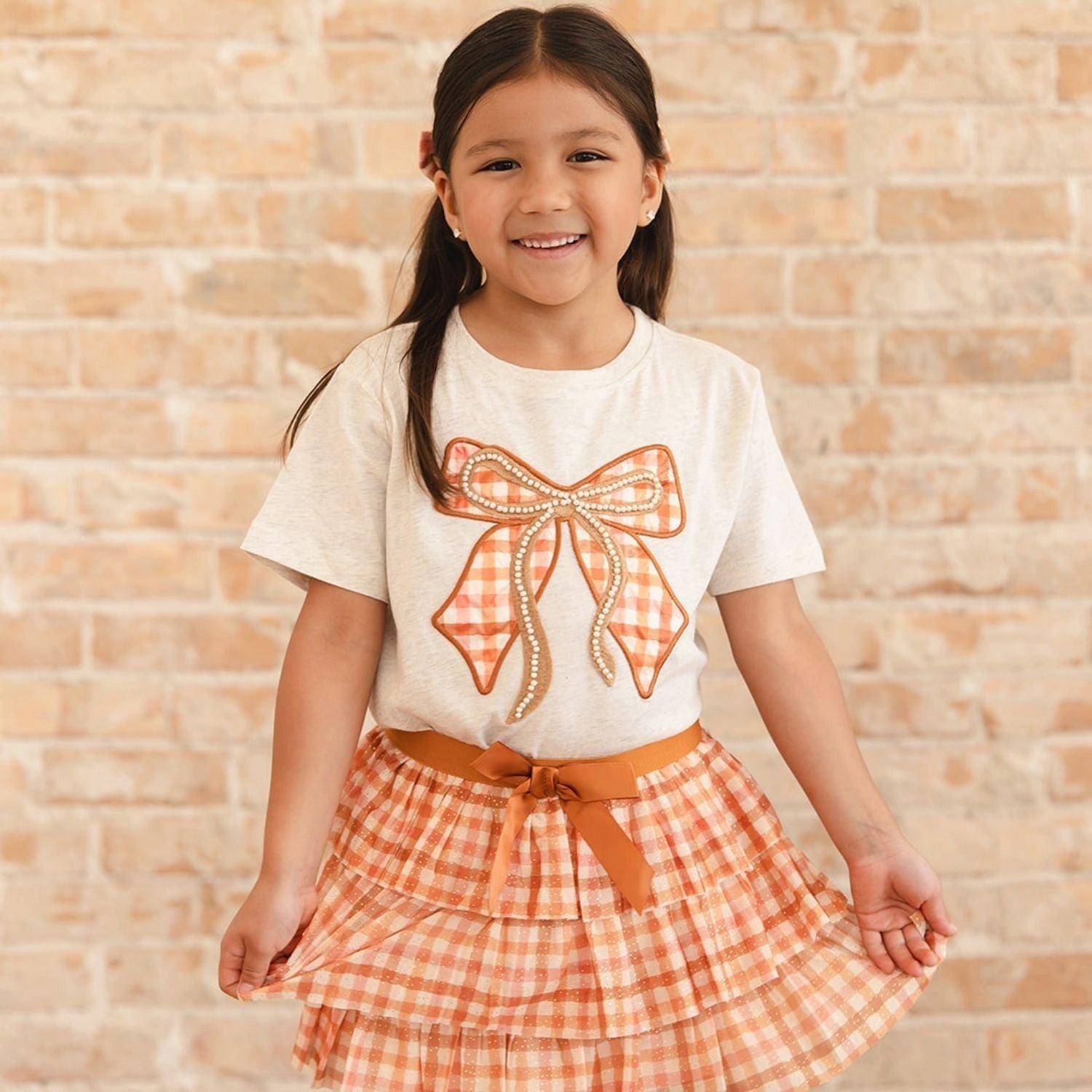 Cinnamon Plaid Tulle Bow Clip Set image number 3