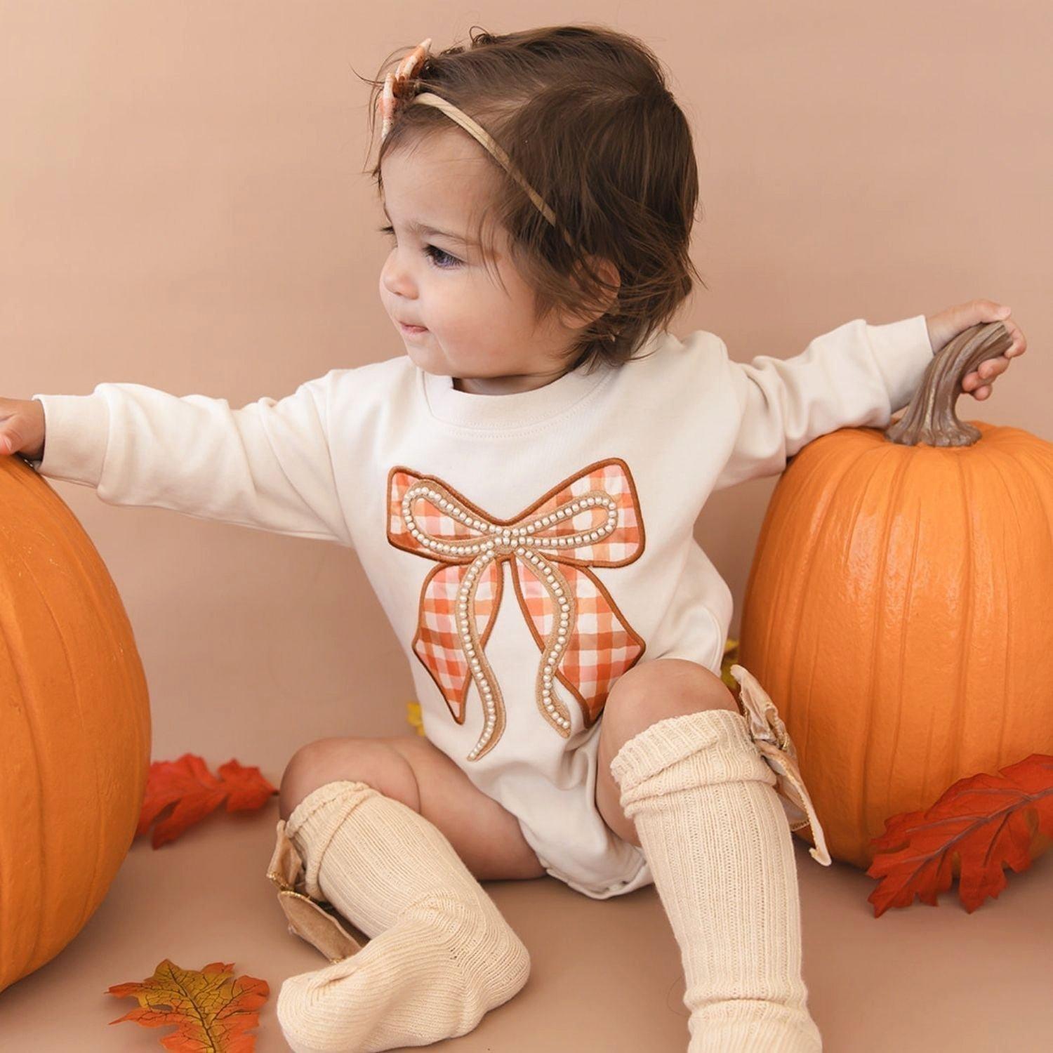 Cinnamon Plaid Tulle Bow Baby Headband image number 3