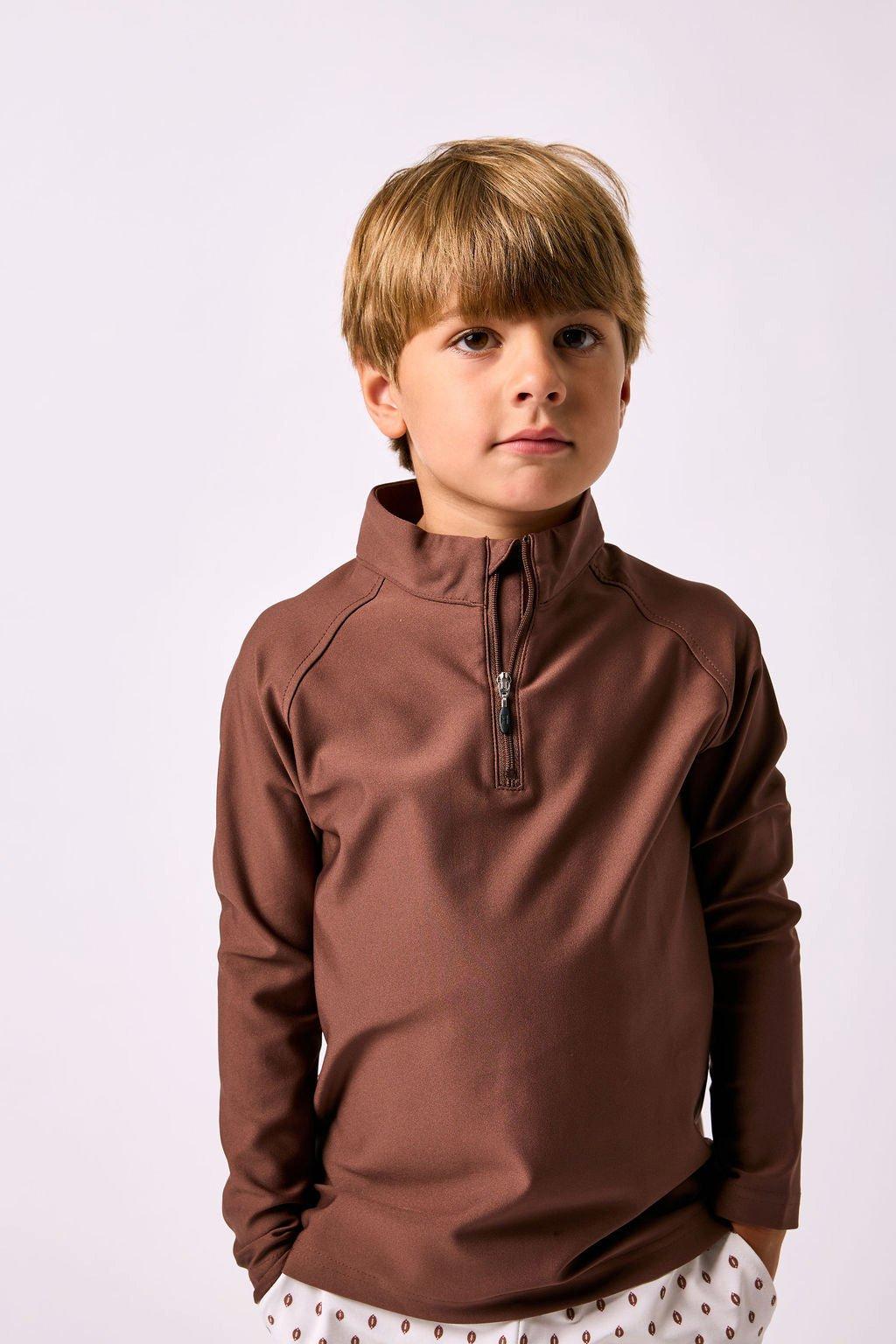 Retro Half Zip- Brown image number 2