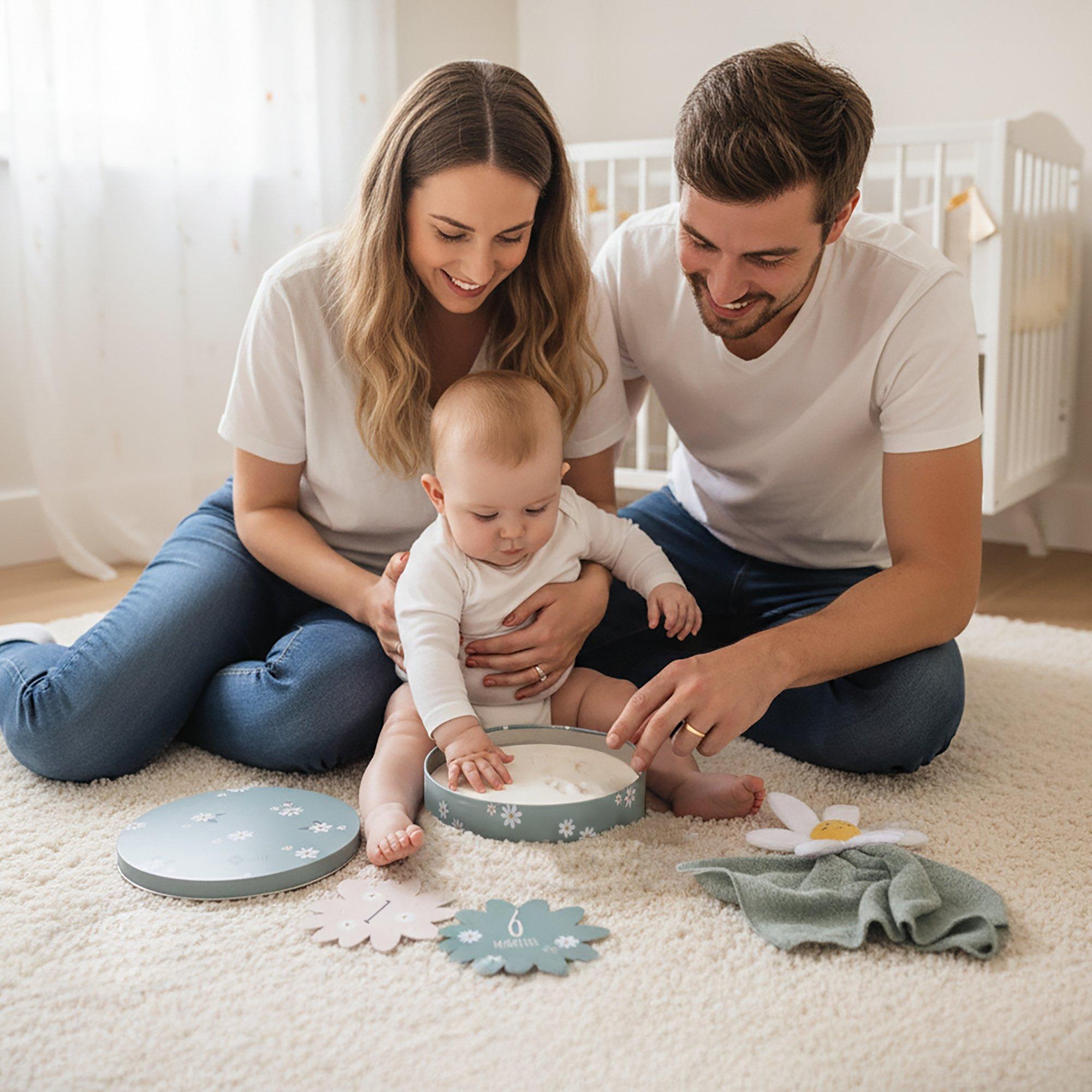 Birth Gift Set - Baby Handprint Kit, Comforter & Milestone Cards image number 3