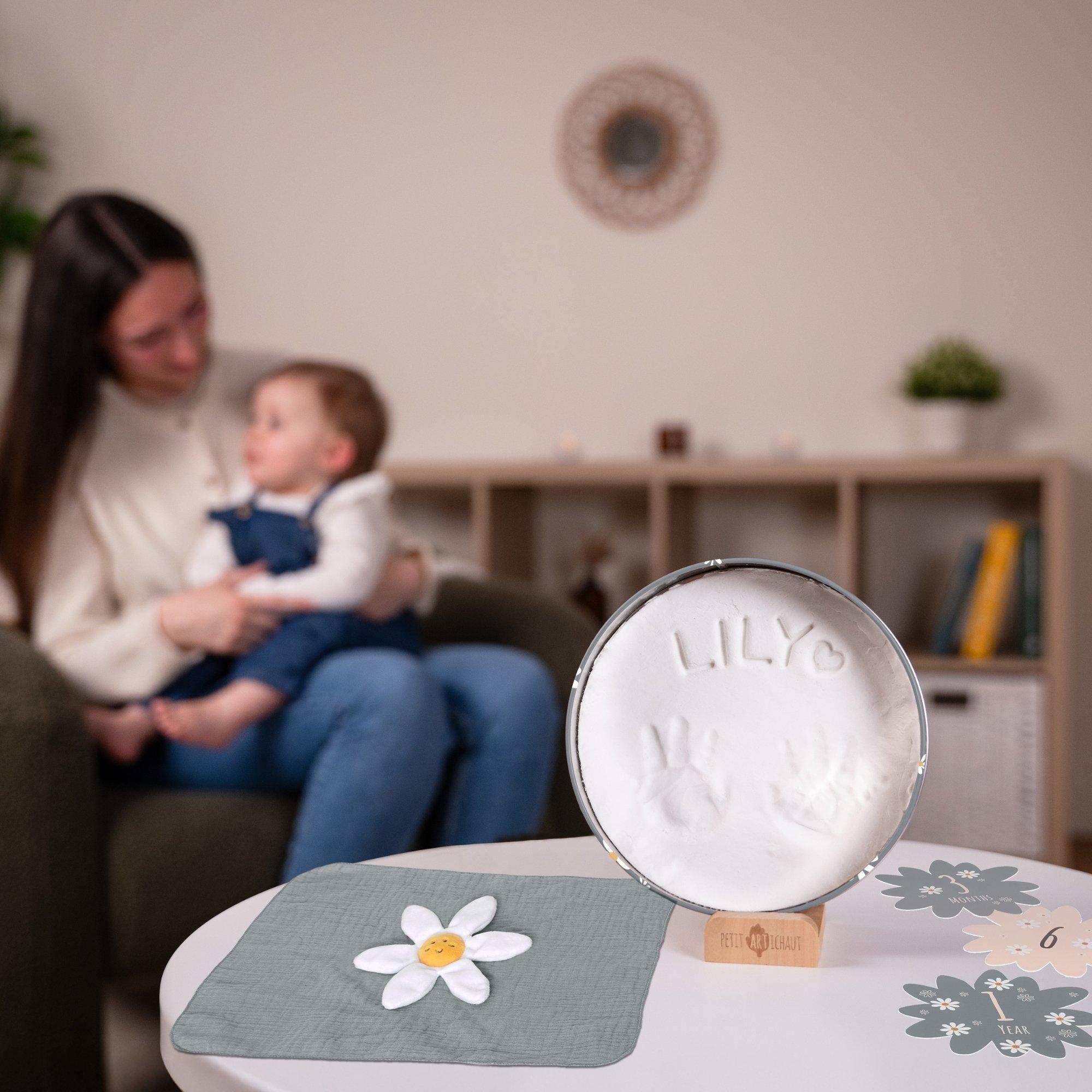Birth Gift Set - Baby Handprint Kit, Comforter & Milestone Cards image number 4