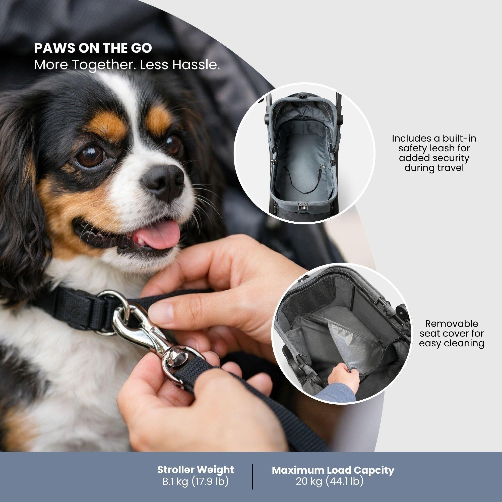 Lightweight & Compact Pet Stroller for Dogs & Cats - Charcoal image number 3