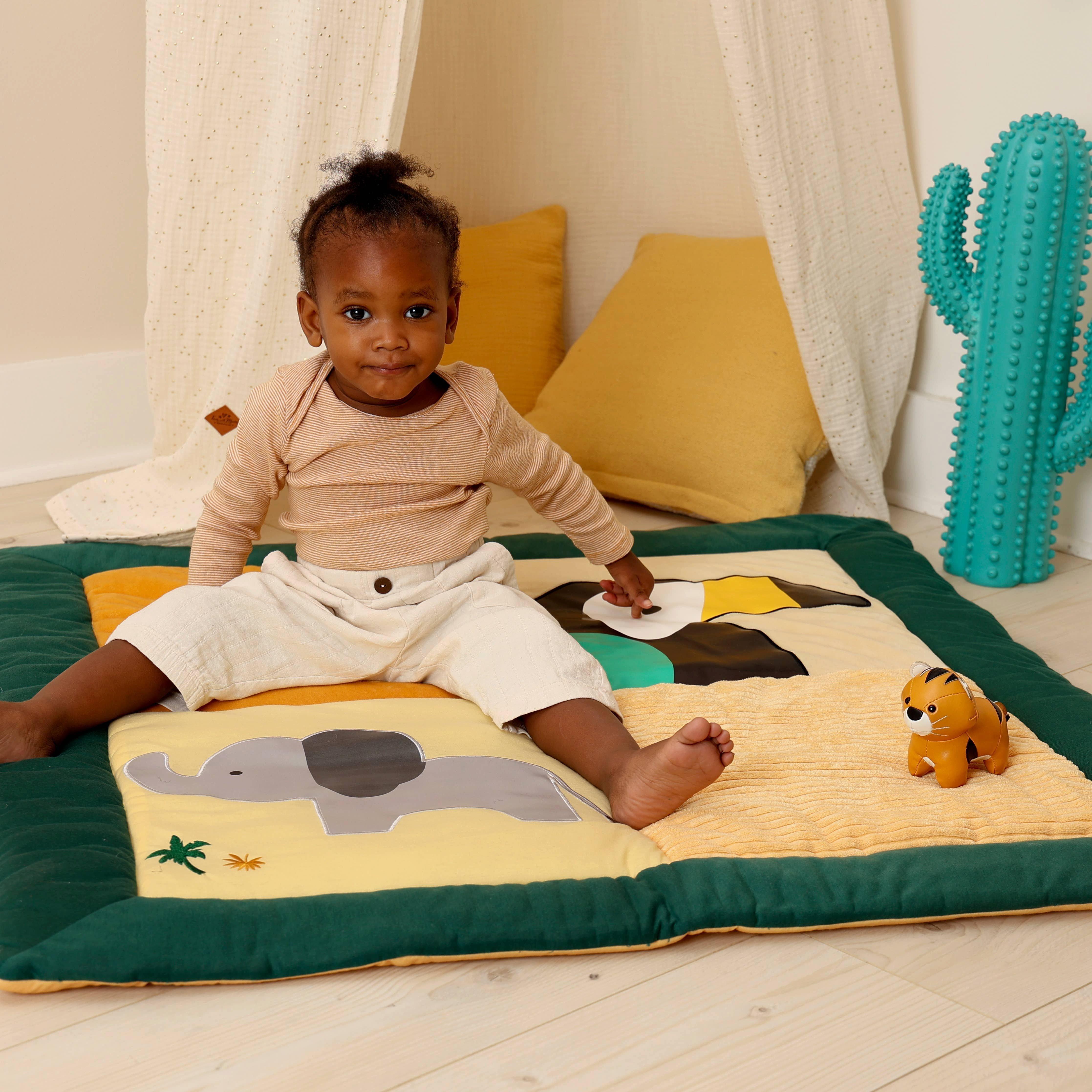 Patchwork Play Mat, Reversible Tummy Time Play Mat image number 3