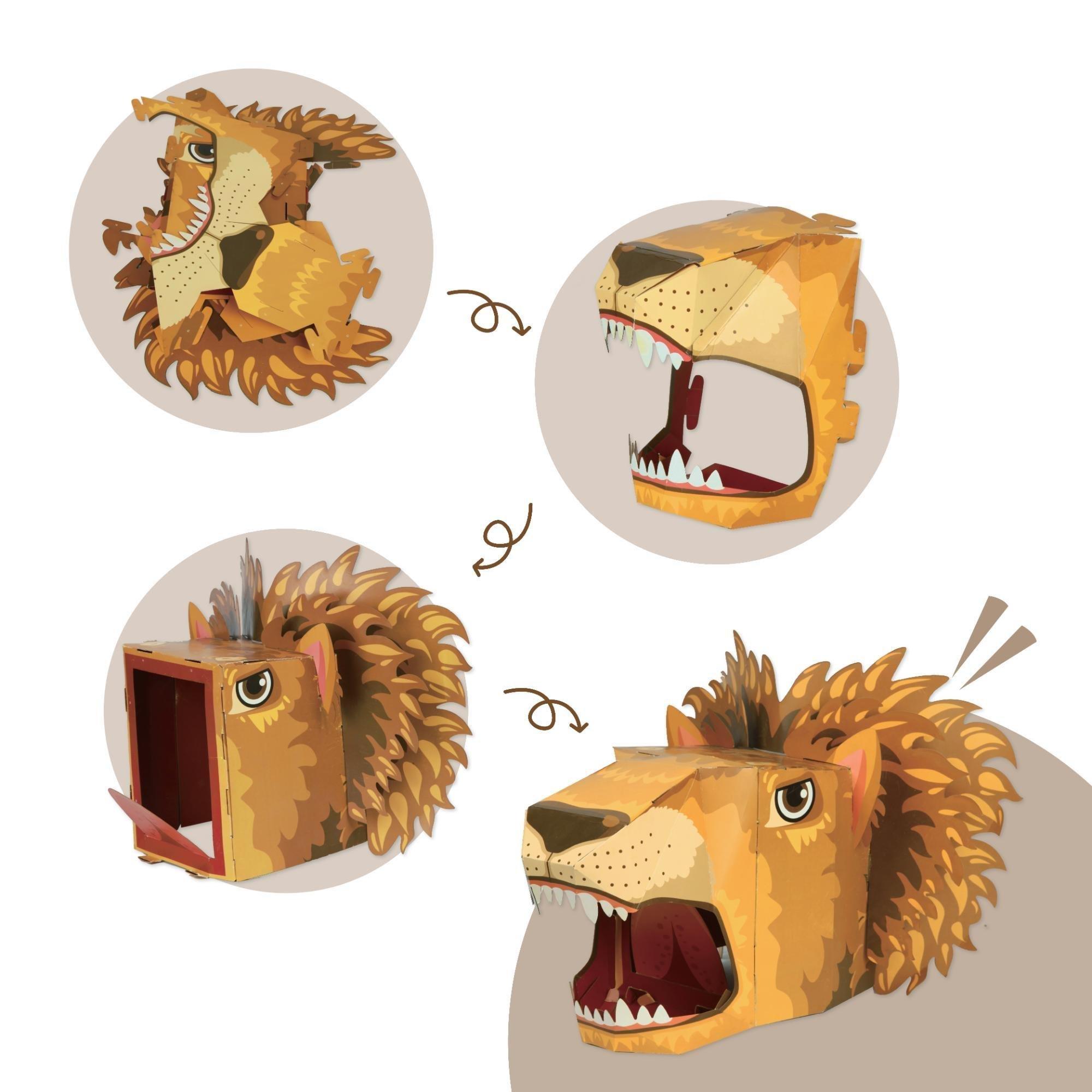 3D Lion Mask Craft for Kids (2 Pack) image number 3