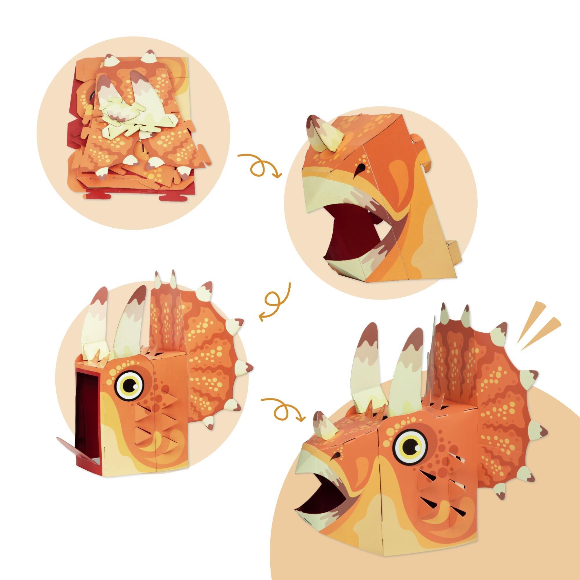 3D Triceratops Mask Craft for Kids (2 Pack) image number 4