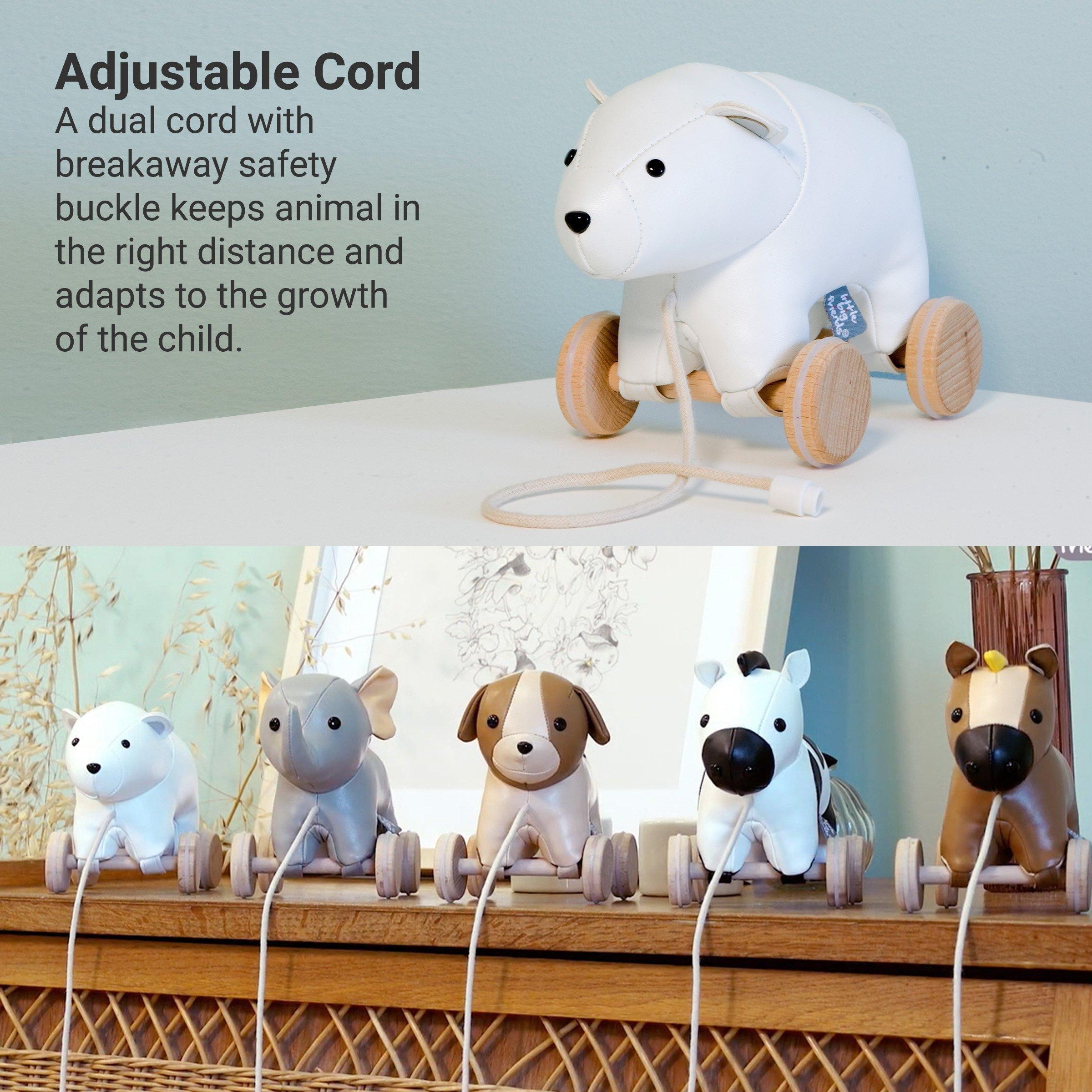 Polar Bear Pull Along Friends - Plush Toy with Wooden Wheels image number 2