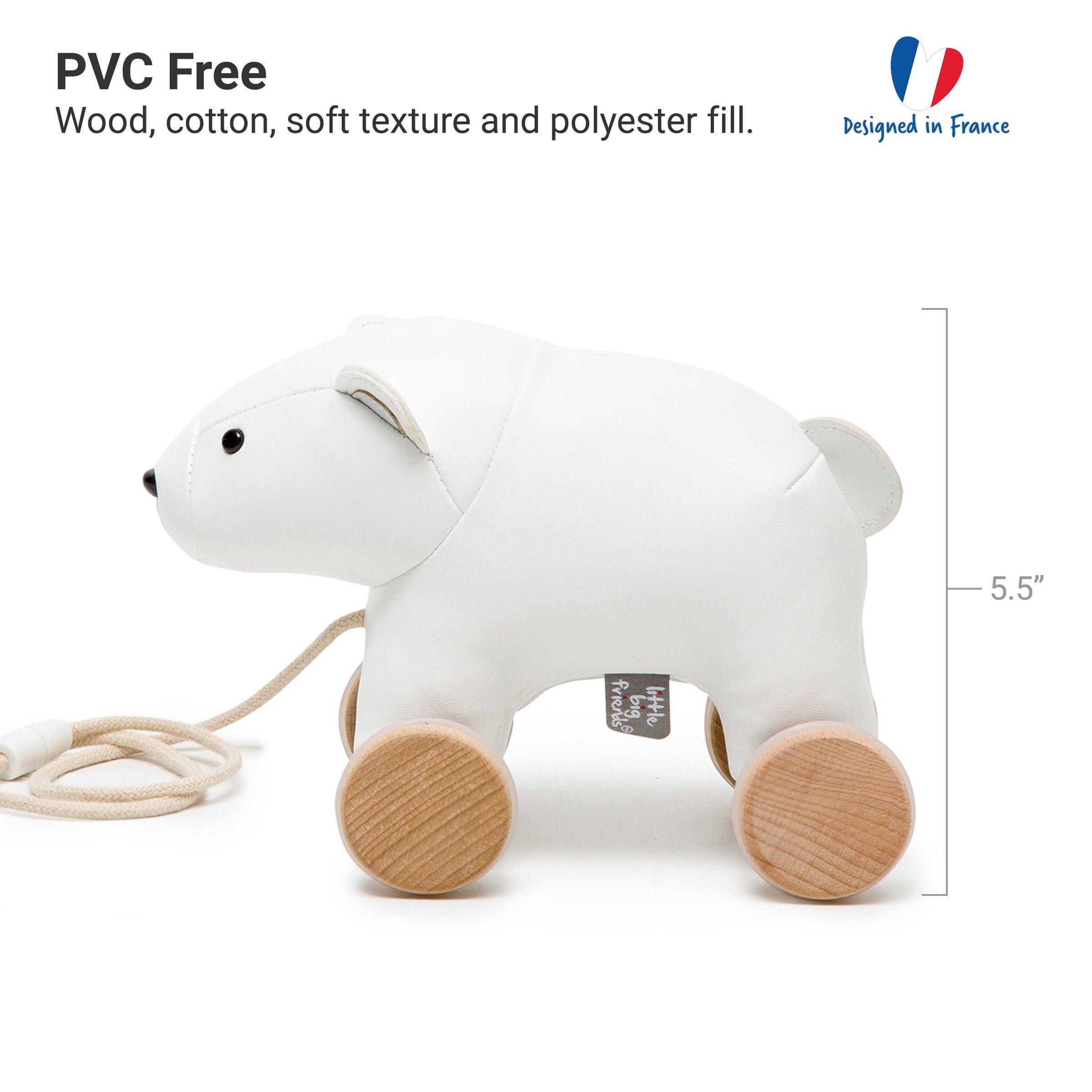Polar Bear Pull Along Friends - Plush Toy with Wooden Wheels image number 3