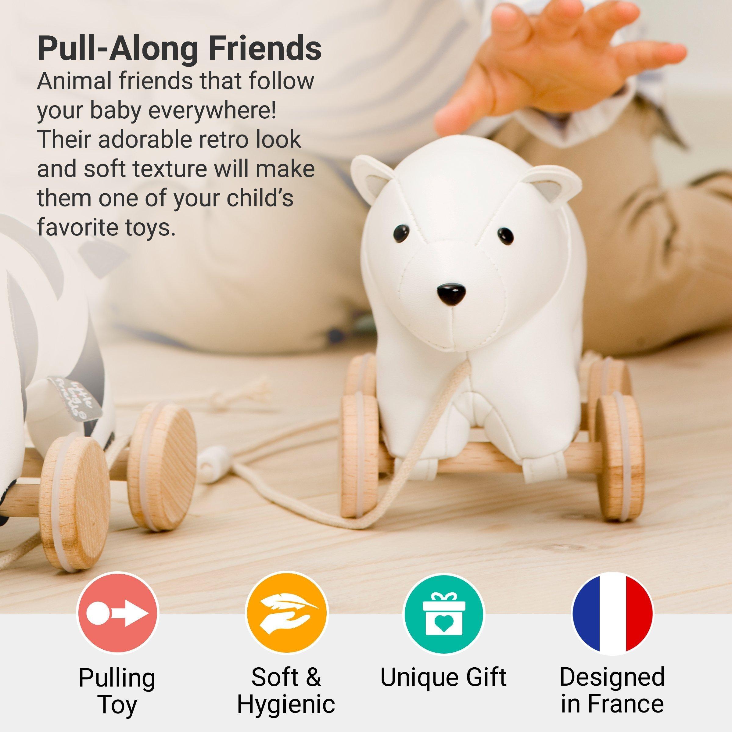Polar Bear Pull Along Friends - Plush Toy with Wooden Wheels image number 1