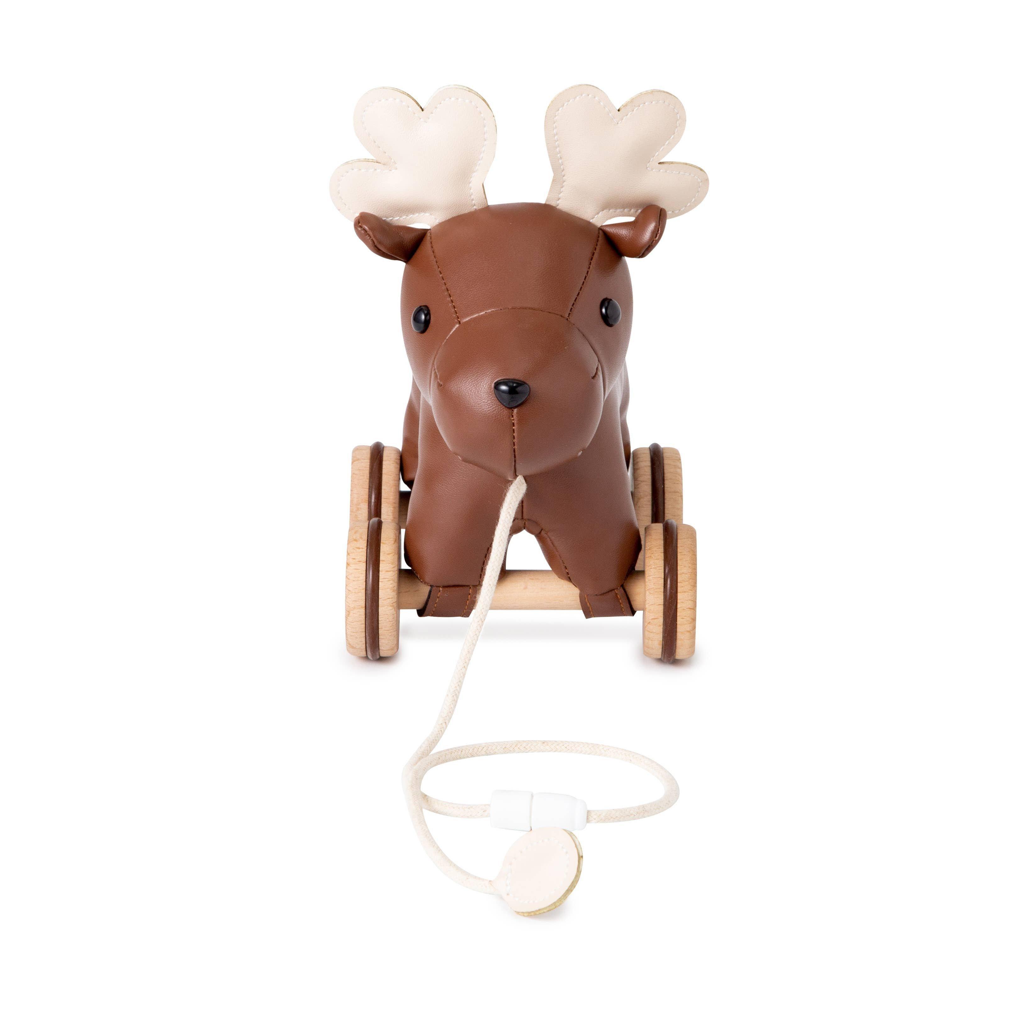 Pull Along Friends - Moose, Plush Toy with Wooden Wheels image number 2