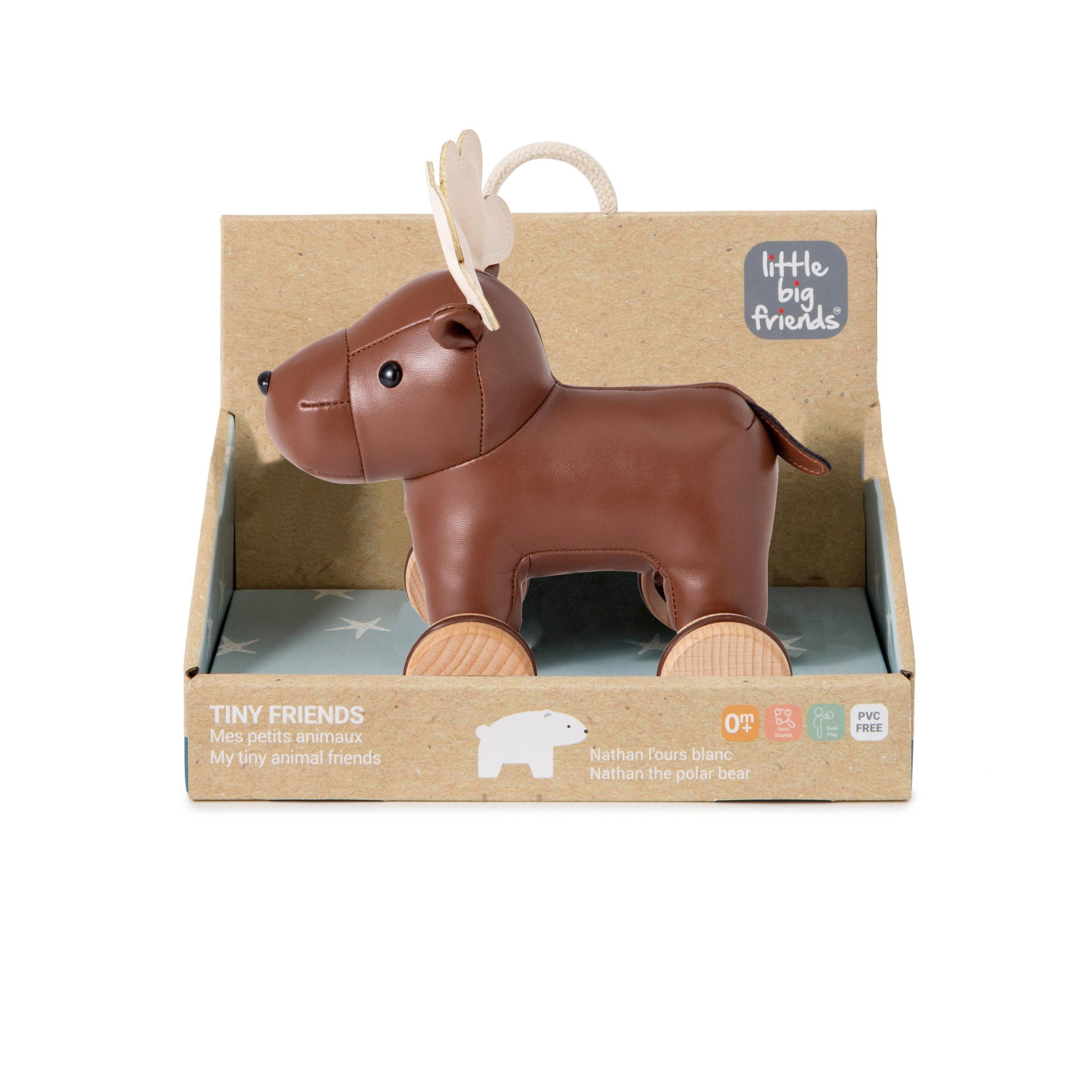 Pull Along Friends - Moose, Plush Toy with Wooden Wheels image number 4