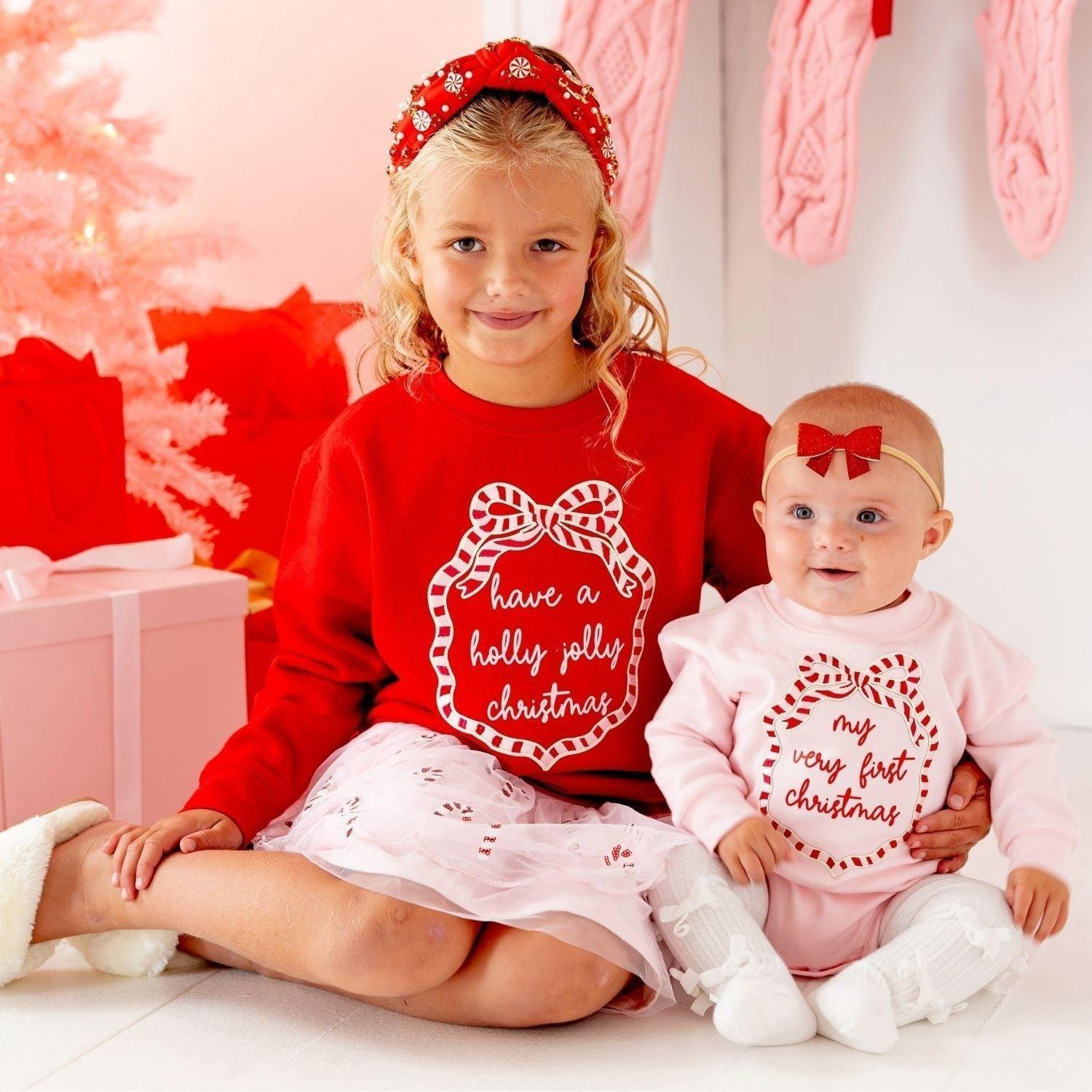Holly Jolly Christmas Sequin Bow Patch Sweatshirt image number 3