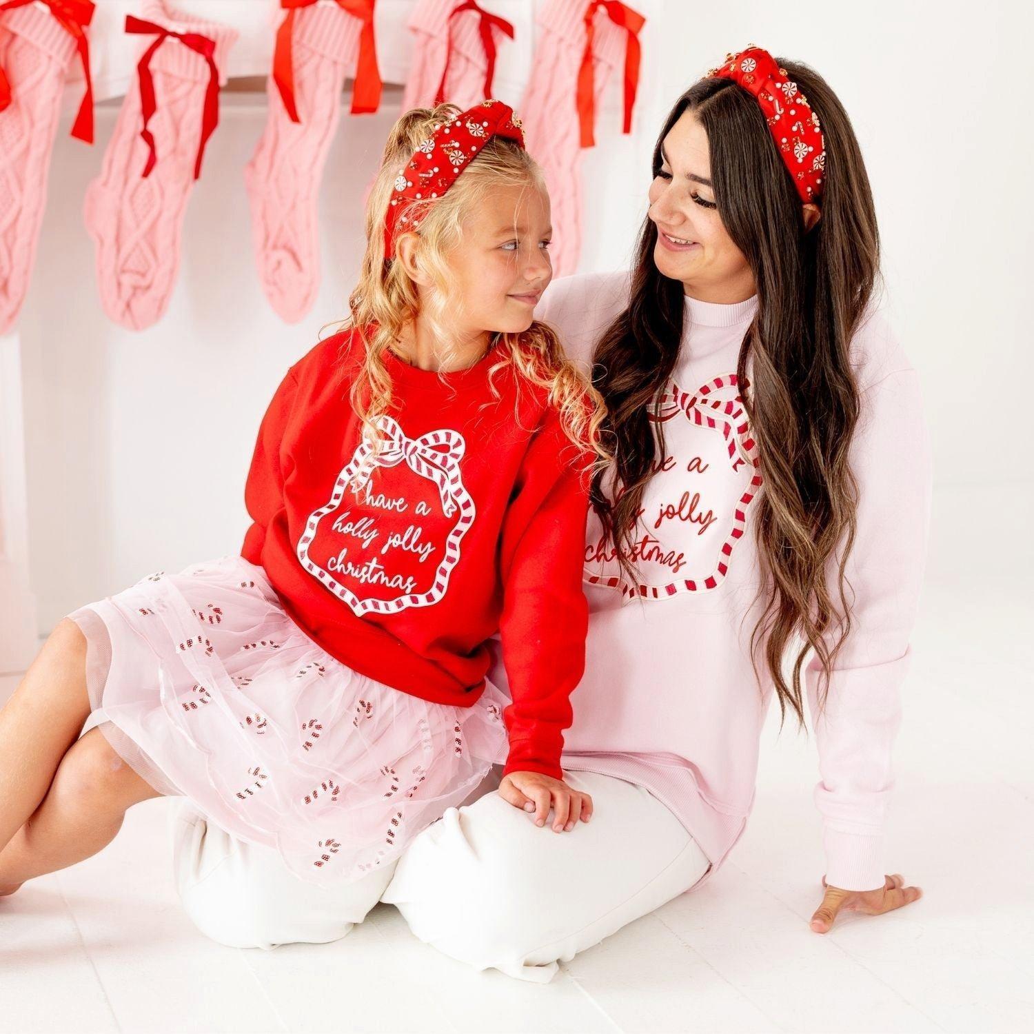 Holly Jolly Christmas Sequin Bow Patch Sweatshirt image number 4