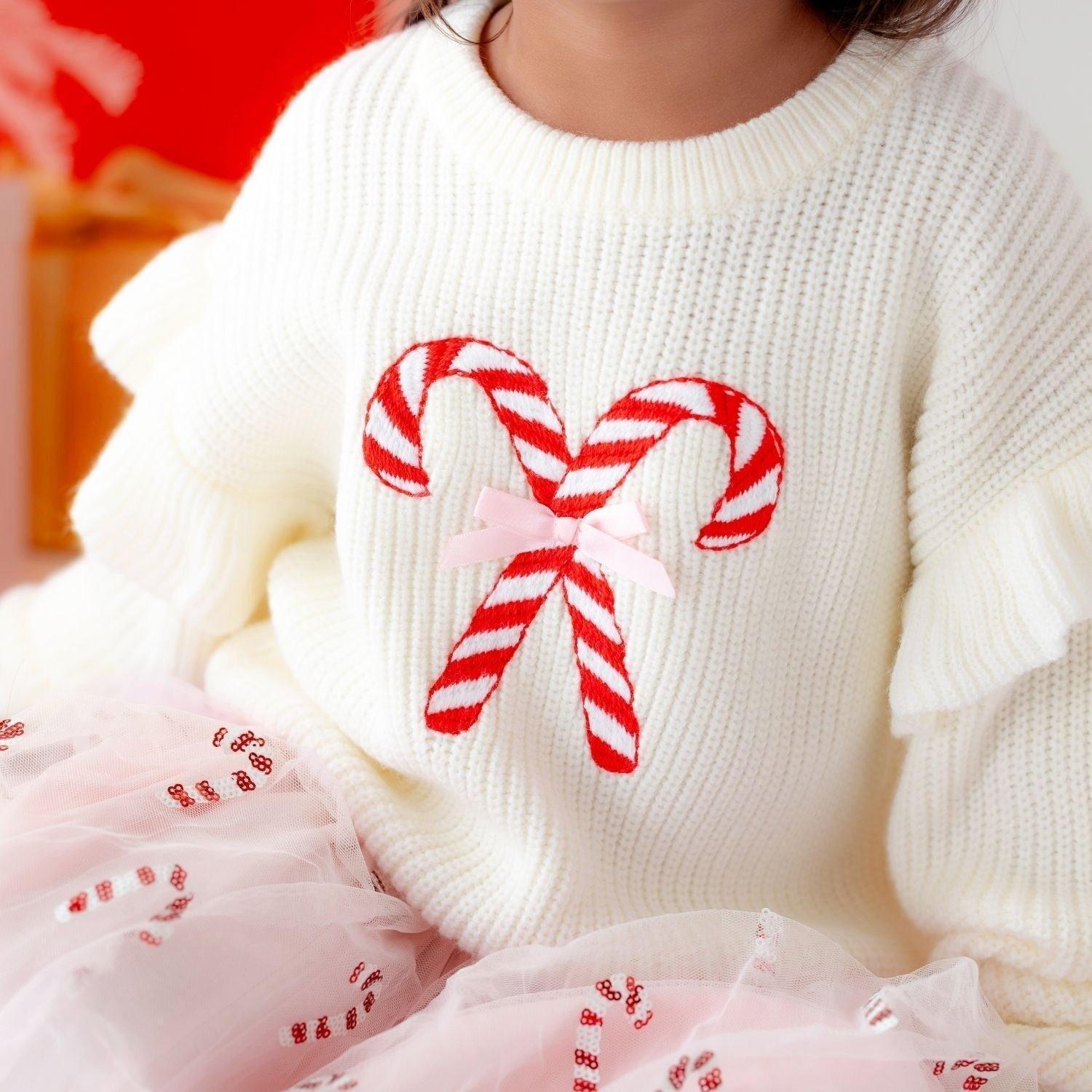 Candy Cane Christmas Ruffle Sweater image number 2
