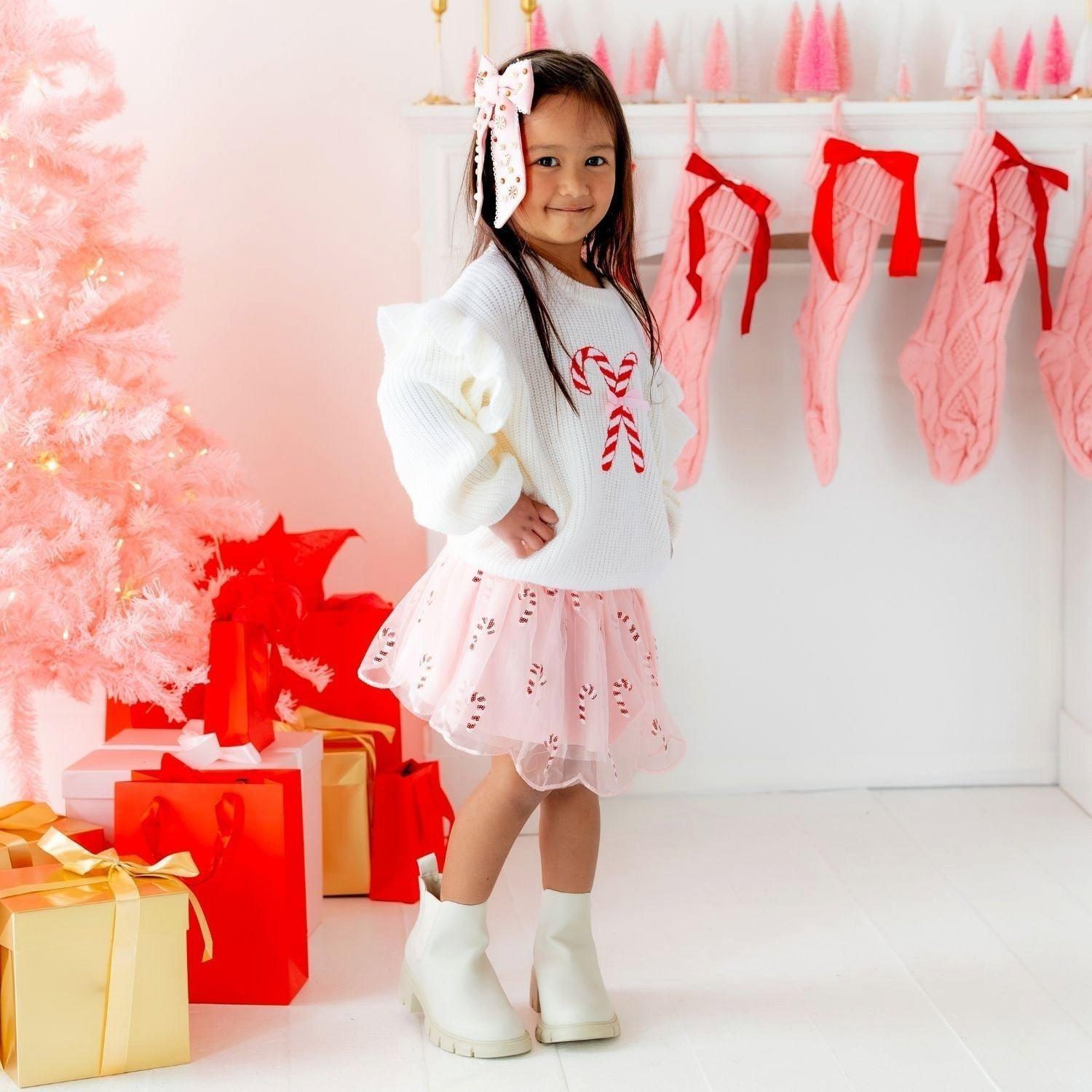 Candy Cane Christmas Ruffle Sweater image number 3