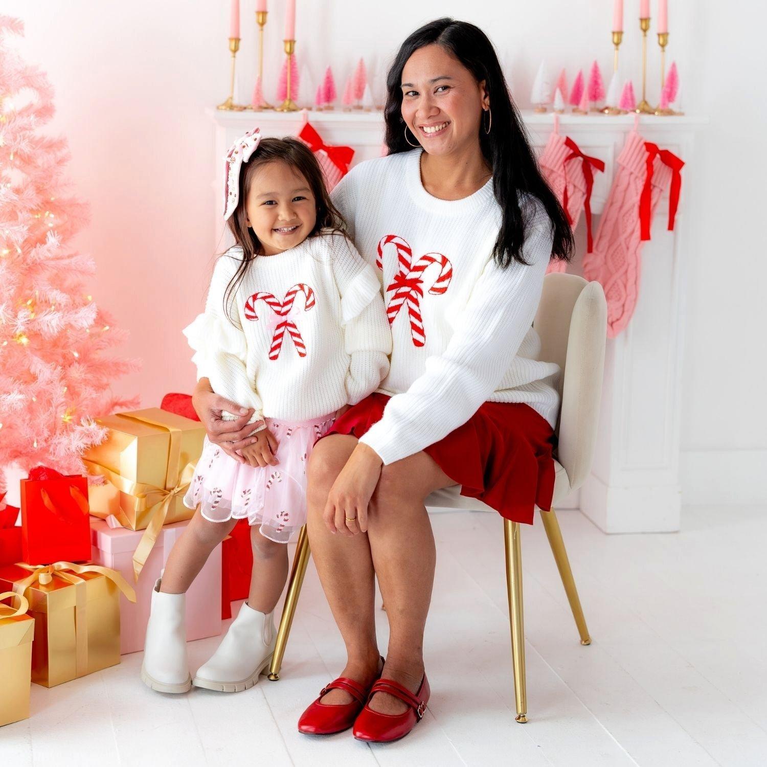 Candy Cane Christmas Ruffle Sweater image number 4
