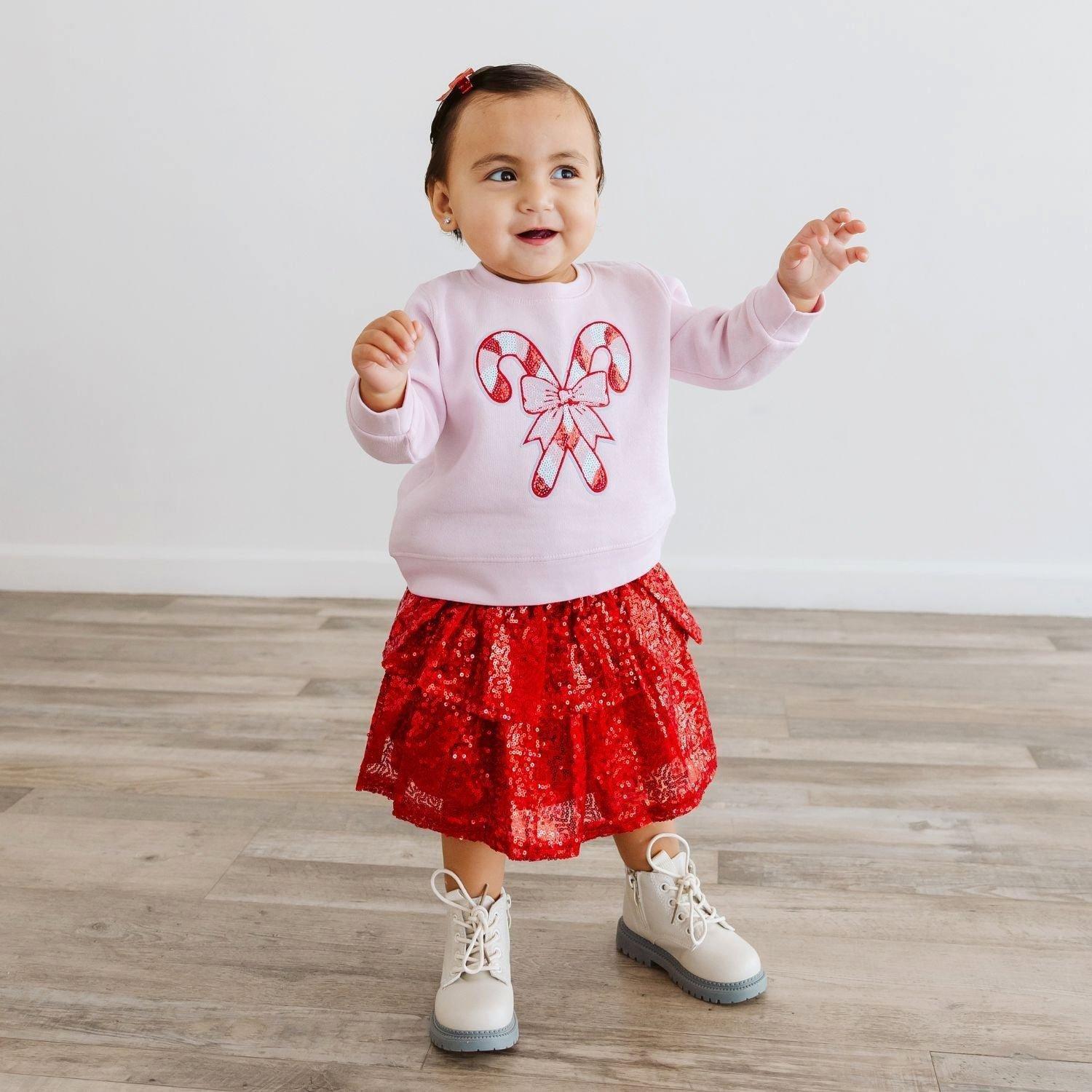 Candy Cane Sequin Patch Christmas Sweatshirt image number 4