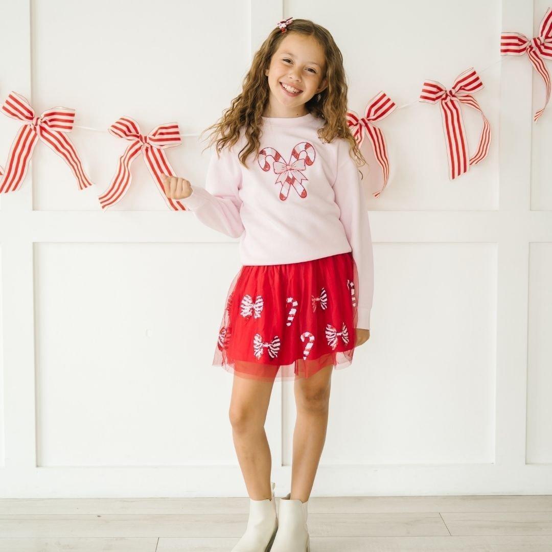 Candy Cane Sequin Patch Christmas Sweatshirt image number 1