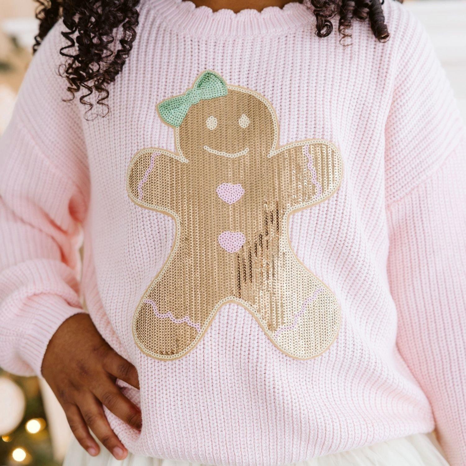 Gingerbread Sequin Patch Christmas Sweater image number 2